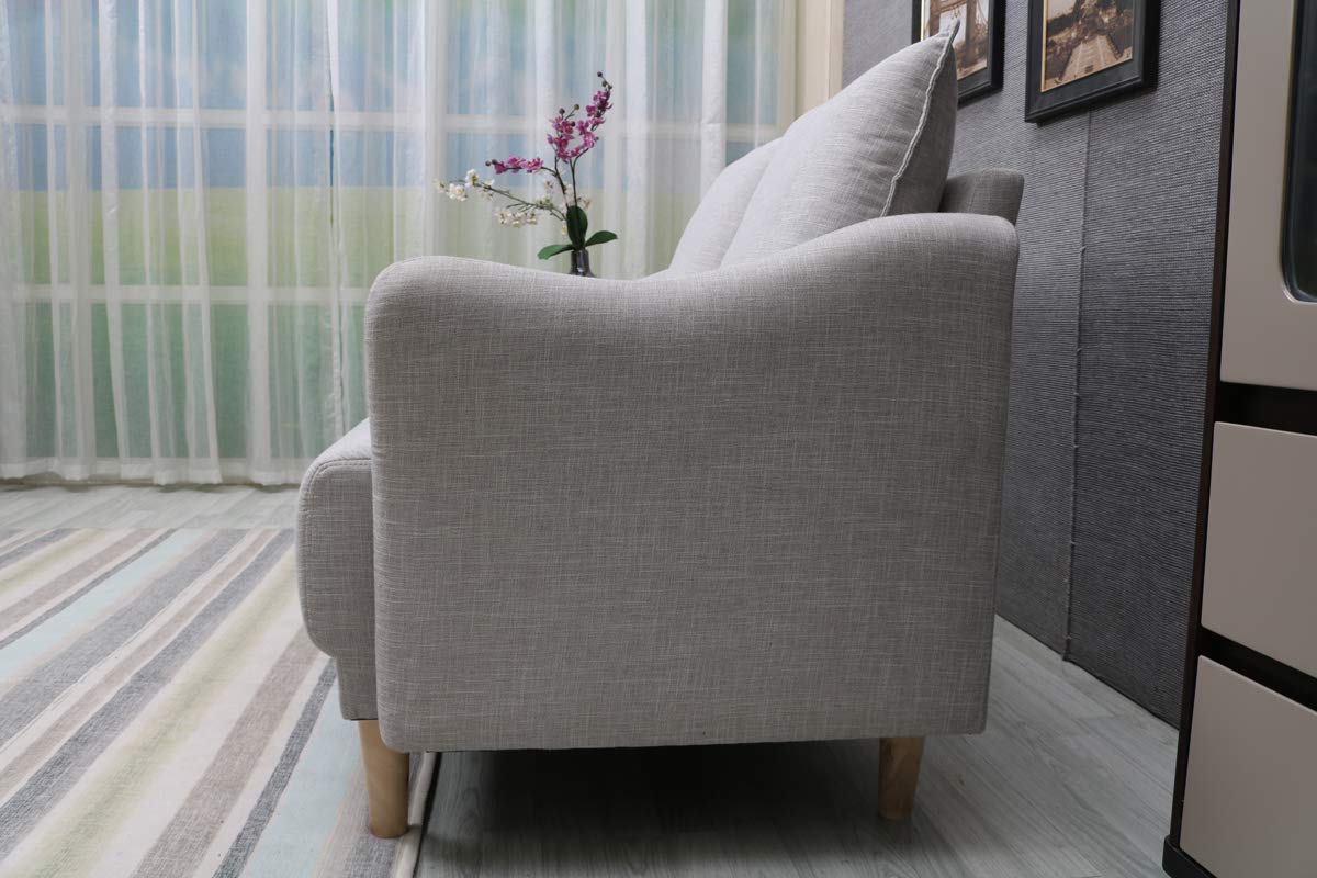 56 Inch Modern Linen Loveseat For Small Spaces Light Grey Howcool 56 ...