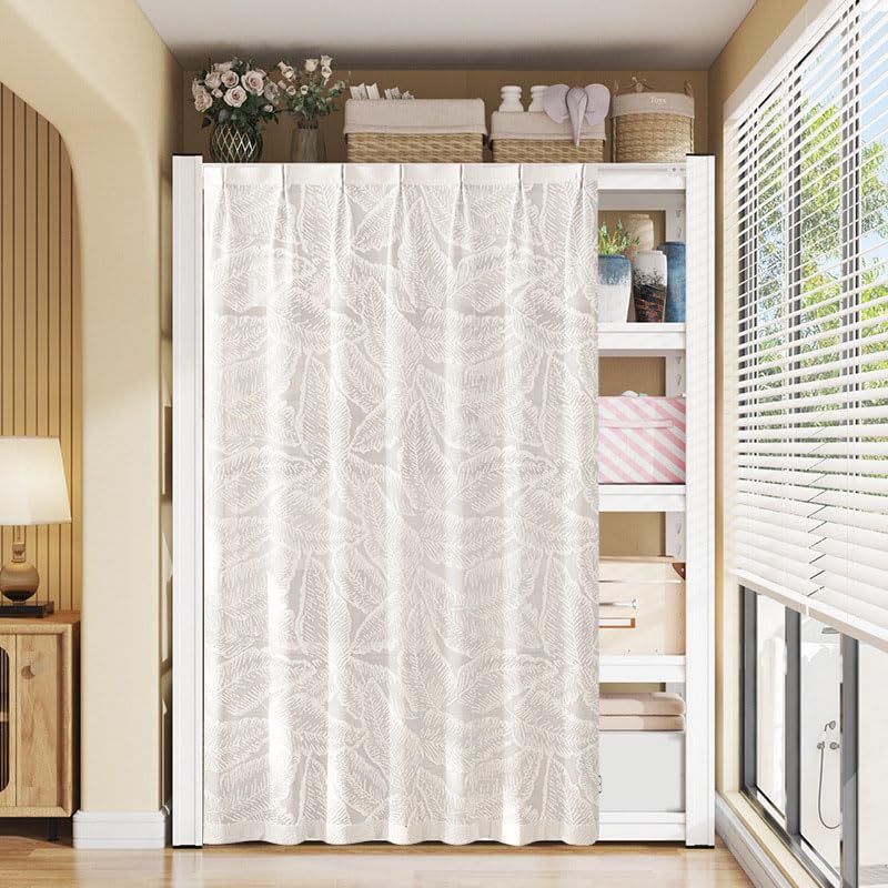 Rideau coulissant lavable - Blanc - Anti-poussière - Autocollant - Sans perçage - Idéal pour les cuisines et les armoires - 90 x 200 cm