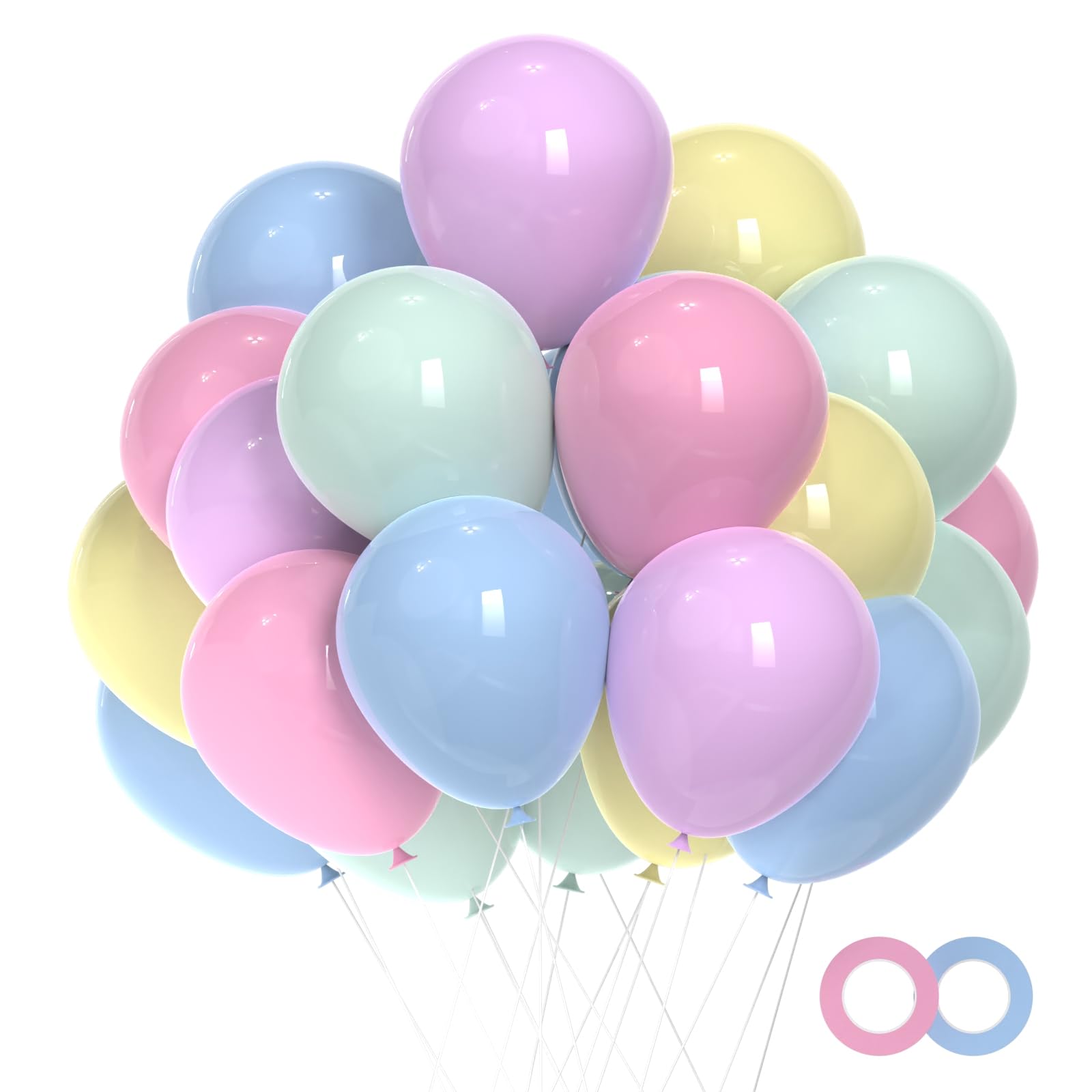 Pastel Balloons, Pastel Birthday Balloons 50pcs 12 inch Macaron Latex Party Balloon for Easter Birthday Bridal Shower Rainbow Party Anniversary Party