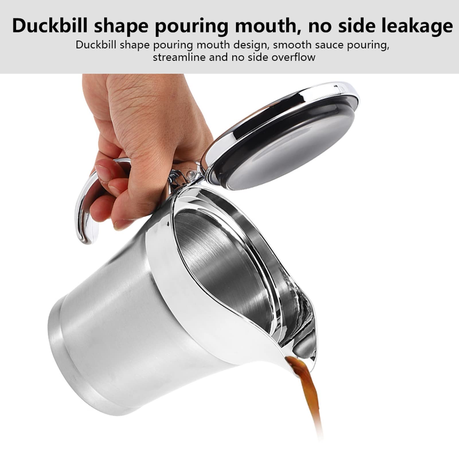750Ml Salsera de Acero Inoxidable de Doble Pared,Recipiente Aislado para Salsas con Tapa,Calentador de Salsas,Mantiene la Comida Caliente o Fría,Salseras para Salsa,Natillas o Crema, Salsa