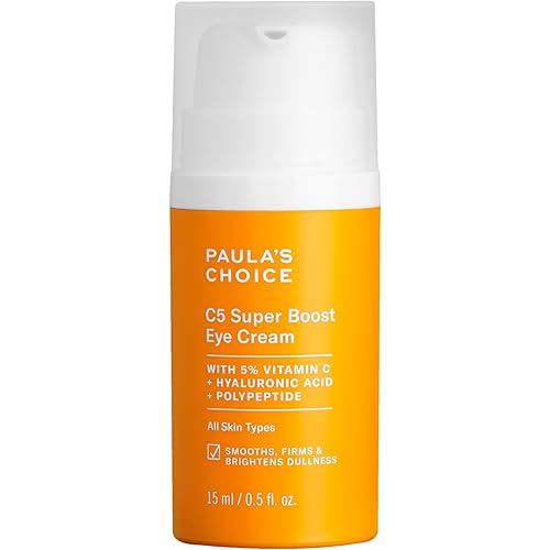 Paula's Choice C5 Super Boost Eye Cream with 5% Vitamin C, Hyaluronic Acid & Peptides, for Puffy Eyes, Dark Circles, Fine Lines & Crow’s Feet, 0.5 Fl Oz