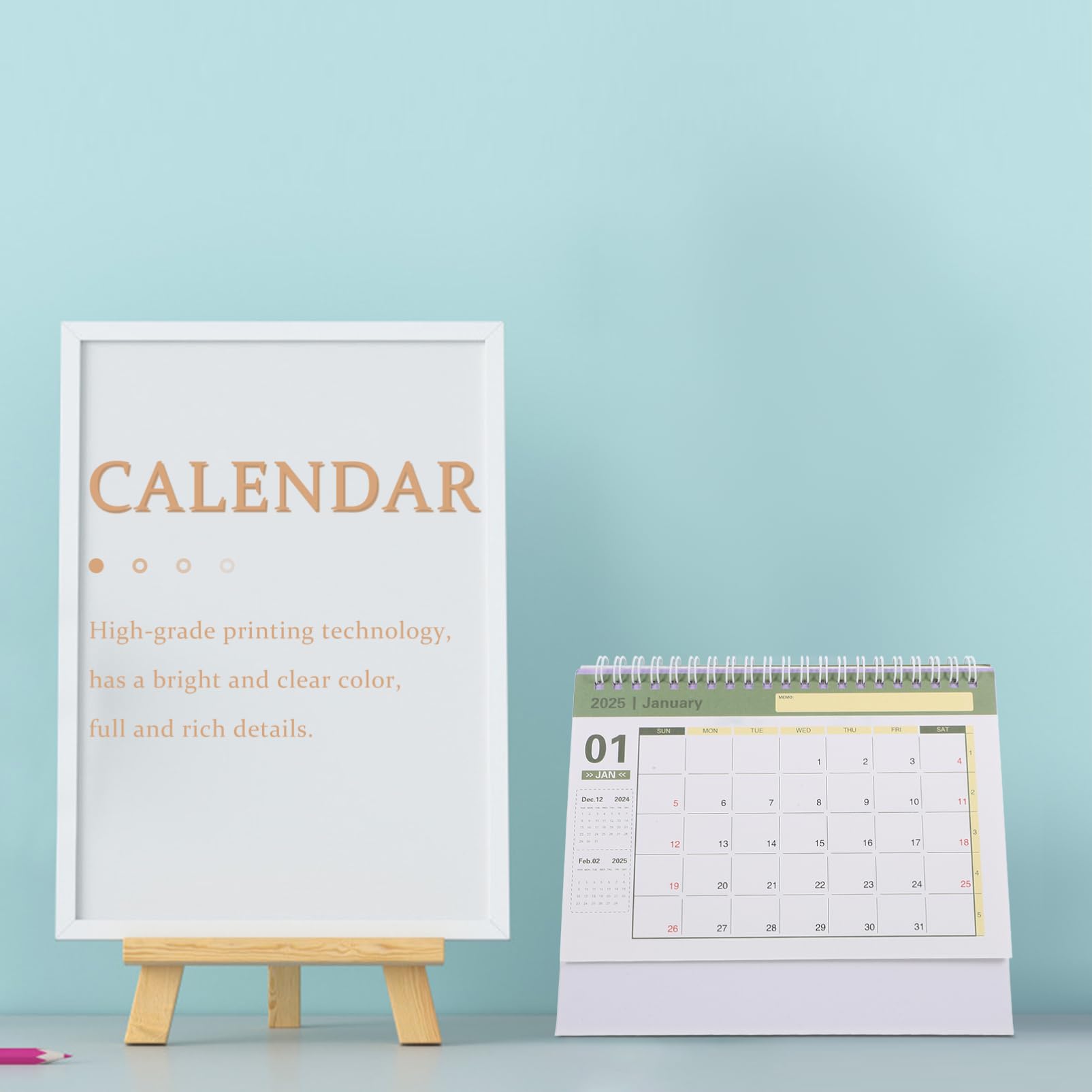 DEARMAMY Spiral Binding Calendar Full Year Calendar Office Small Desk 18 Monthly Wall, White, 8W x 8H cm - Image 4