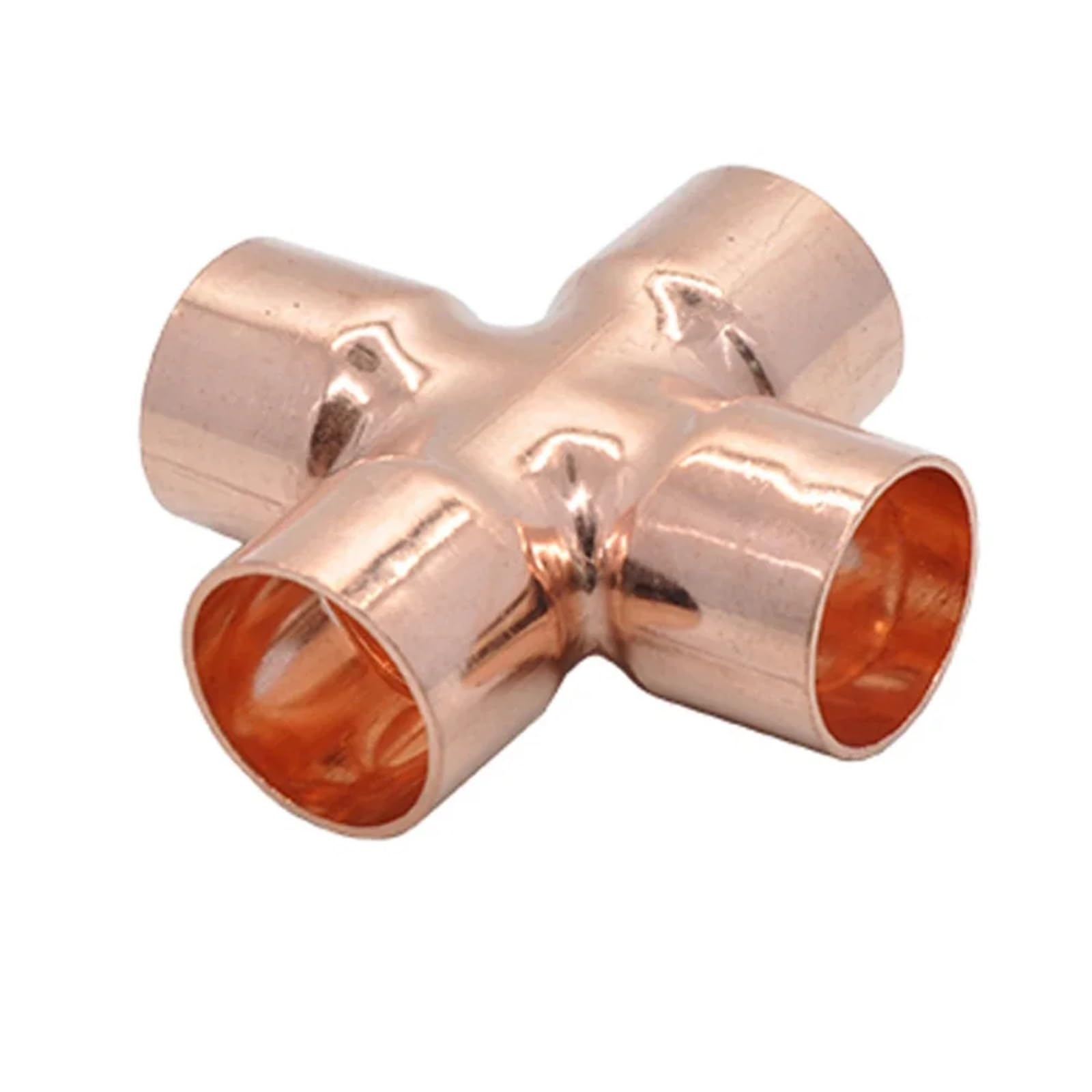 1/4 3/8 1/2 15 16 22 28 35-108 mm Copper End Feed Solder Cross 4 Way Weld Scoket Pipe Fitting Connector Coupler Air Conditioner(45mm)