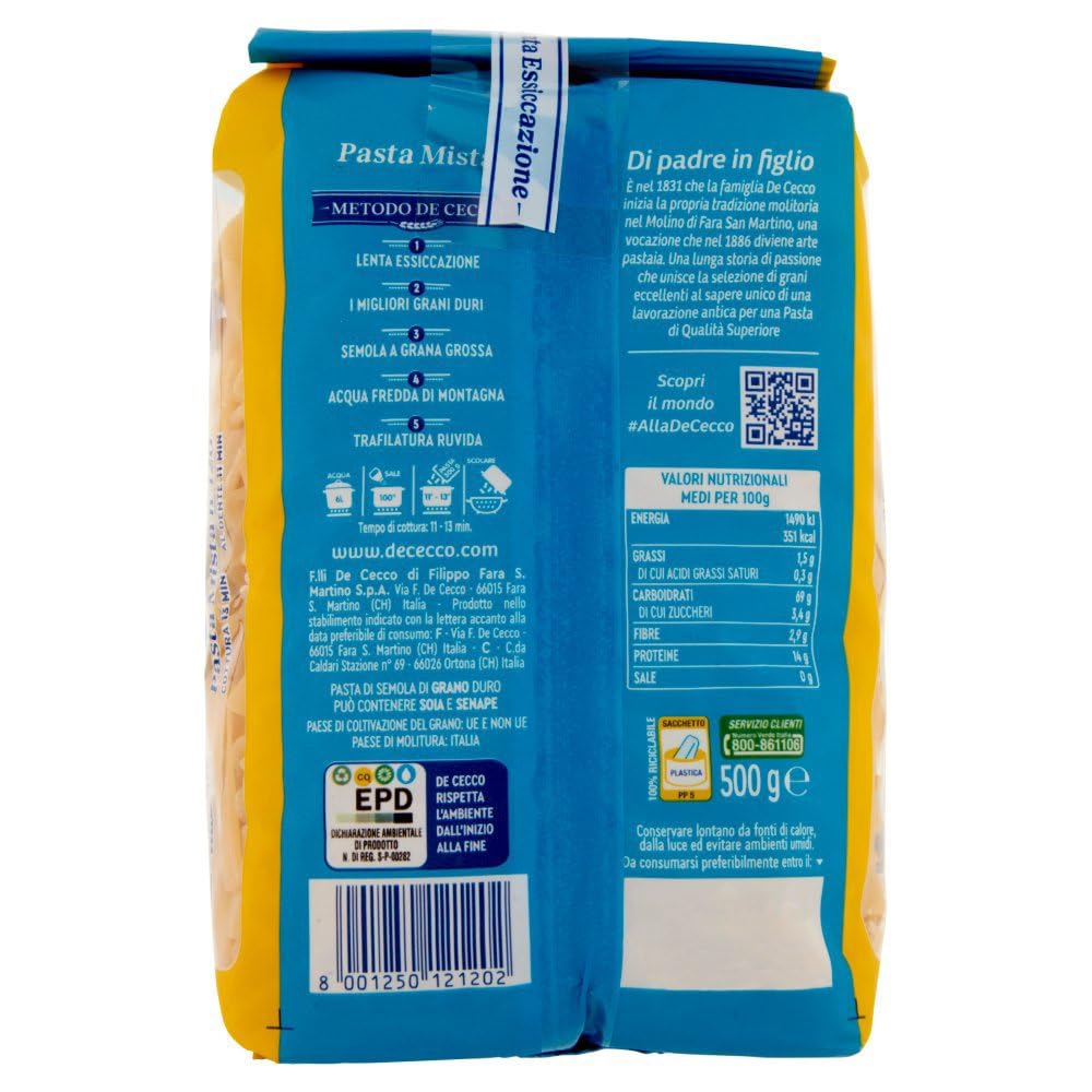 De Cecco Pasta Mista n°120 - Pasta 24 x 500 g | Secado lento | Sémola de trigo duro de alta calidad | Horneado 13 min (al diente 11), ideal para sopas y platos tradicionales + Italian Gourmet polpa
