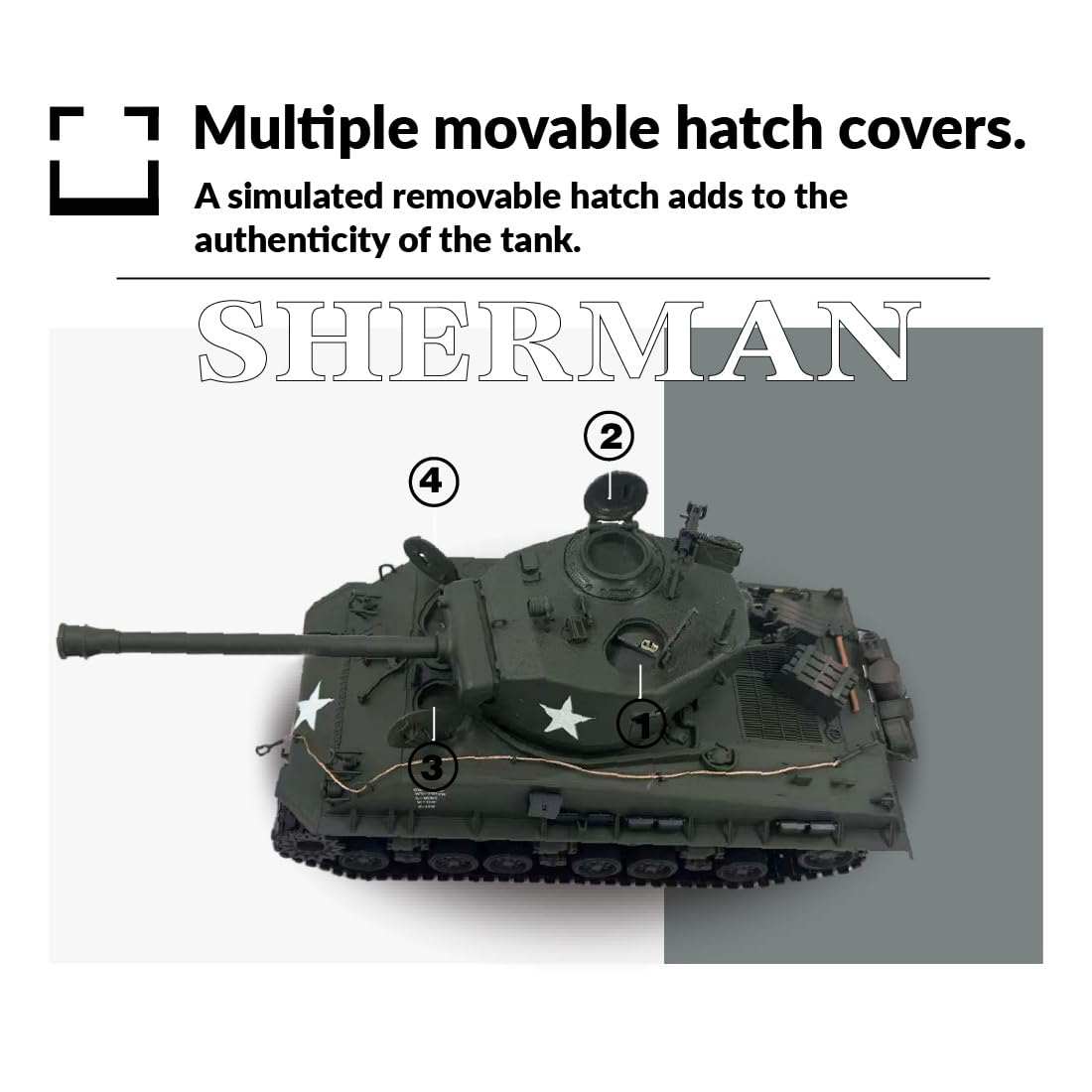 Czołg RC, 1:16 M4A3 Sherman VVSS wczesny zdalnie sterowany czołg z metalowymi gąsienicami, wieżą 360°, dymem, dźwiękiem i systemem bitwy na podczerwień, wojskowy pojazd RC 2,4 GHz dla