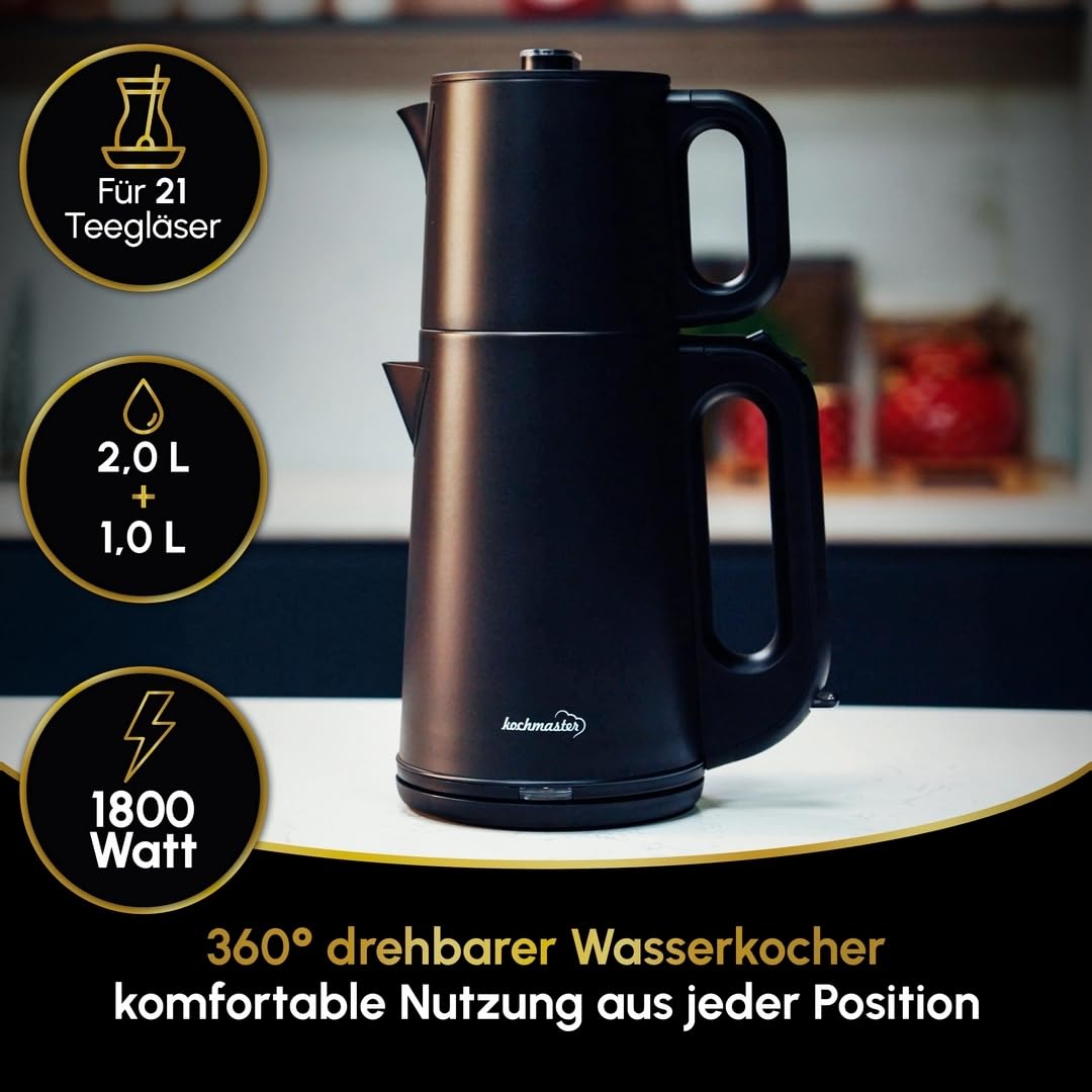 Dem Söleni Teemaschine, 2L + 1L, 1800W, Edelstahl, mit Warmhaltefunktion, Elektrischer Teekocher