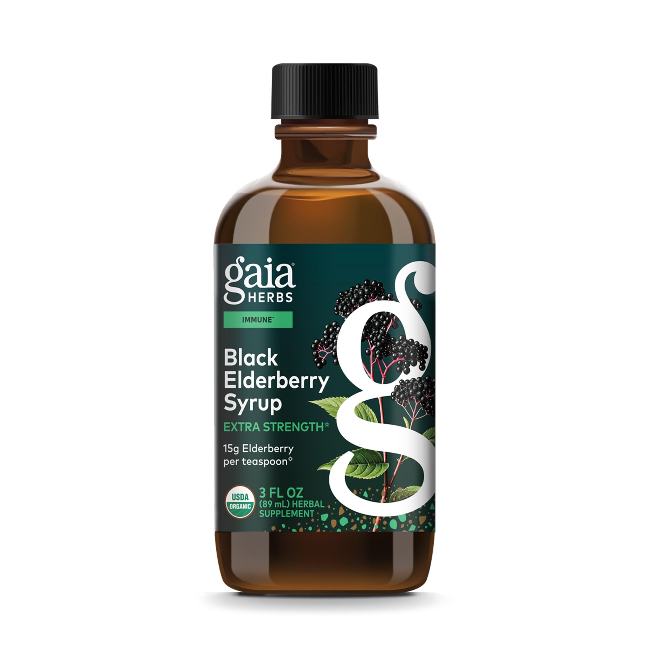 Gaia Herbs Black Elderberry Syrup, 3 Fl Oz, About 18 to 71 Servings 3 Fl Oz (Pack of 1)