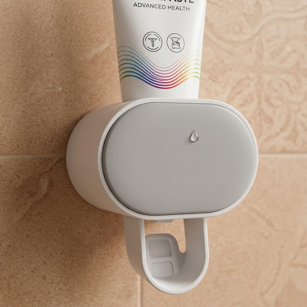 Automatic Wall Mounted Toothpaste Dispenser No Drilling Bathroom Organizer Hands Free Toothpaste Squeezer Space Saving Adhesive Mount Hygienic Toothpaste Holder Durable ABS Plastic Easy Installation-image-16