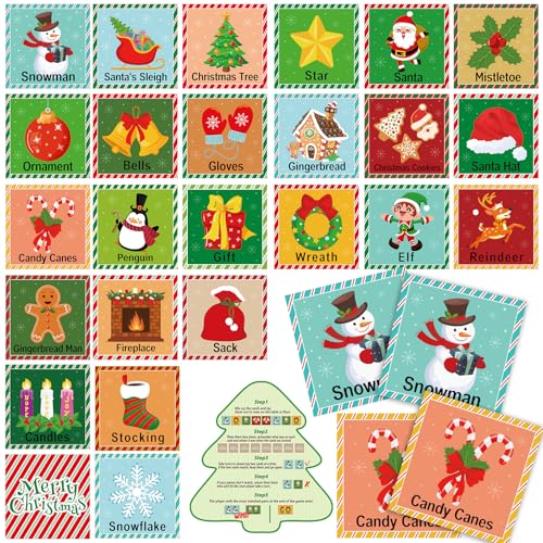 Containlol 48 Pcs Christmas Memory Matching Games Holiday Matching Cards