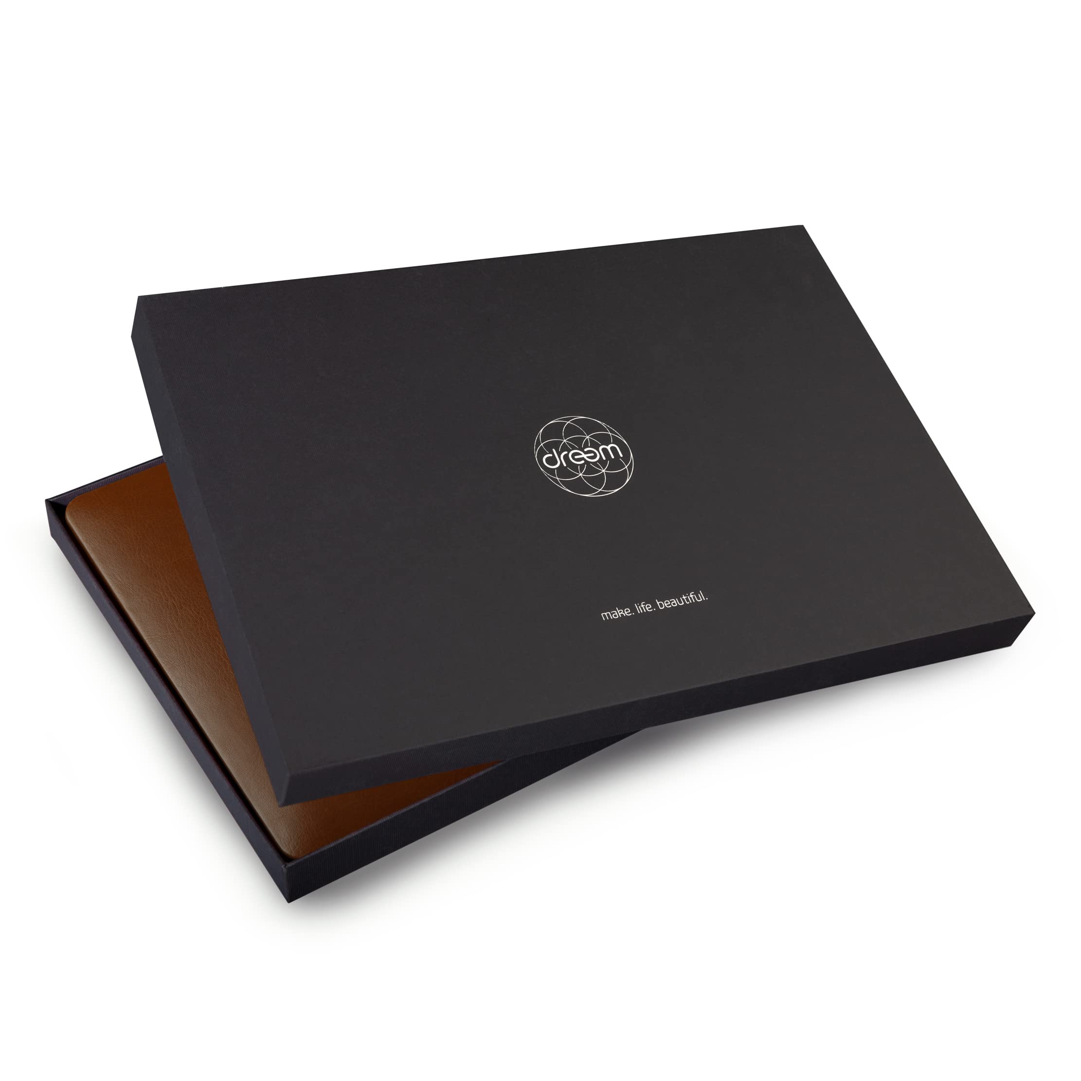 Dreem Euclid MacBook Pro Case - Housse Rigide pour Ordinateur Portable 13 Pouces MacBook Air 2022 (M2), Cuir végétal de Luxe, Couverture supérieure et inférieure - Chocolat