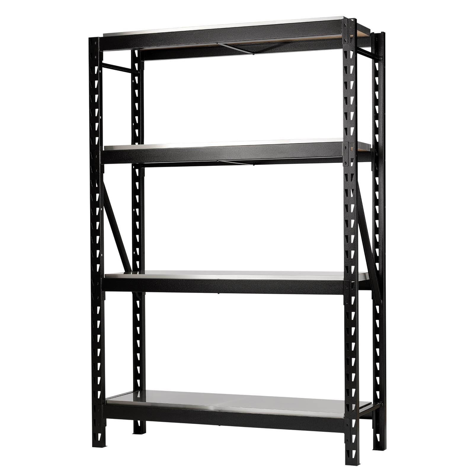 Bunker Black 18 Piece Modular 4 Tier Stainless Steel Shelf Racking Unit