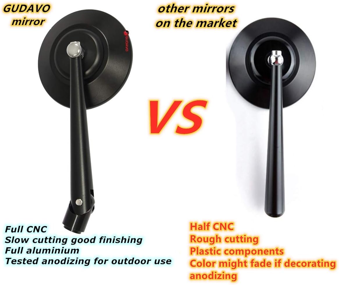 Motorcycle Round rearview Mirrors sliver M8 M10 CNC Aluminum convex Mirrors Compatible with Suzuki BMW HONDA Kawasaki Yamah adventure duke enduro sm r smc r smr (Sliver)