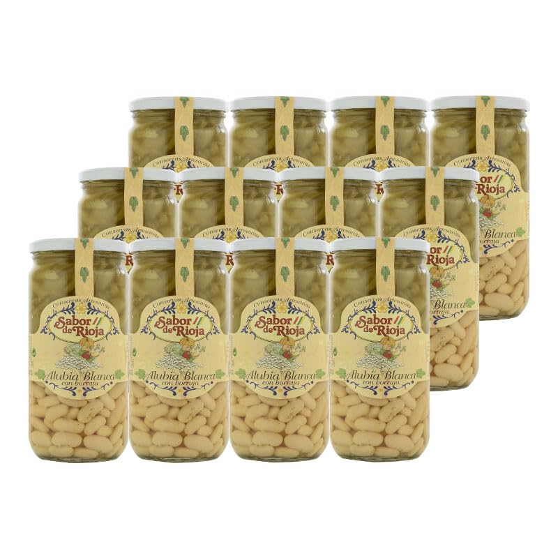 Alubias blancas con Borraja Sabor De Rioja 660 g. (Pack 12 botes x 660 g.)