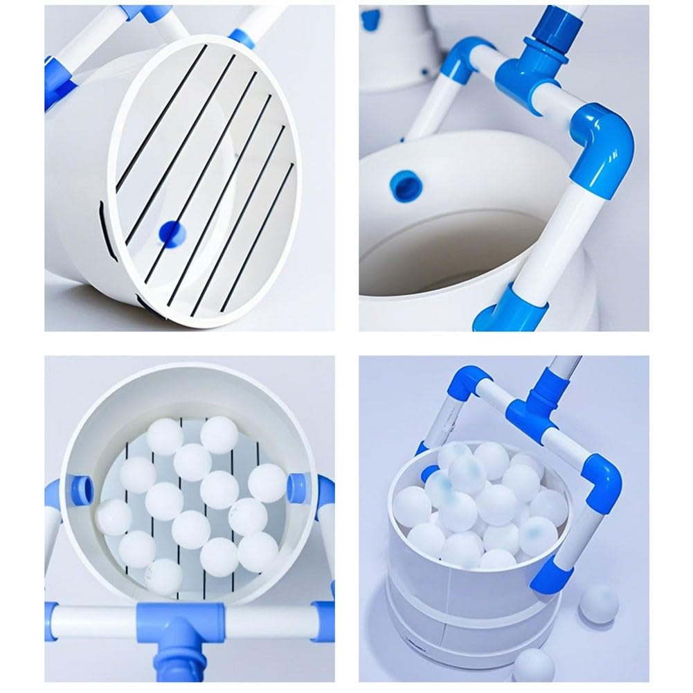 Raccoglitore portatile di palline da ping pong con 40/80 palline, multi-angolo retriever con manico staccabile, plastica + corda elastica, bianco