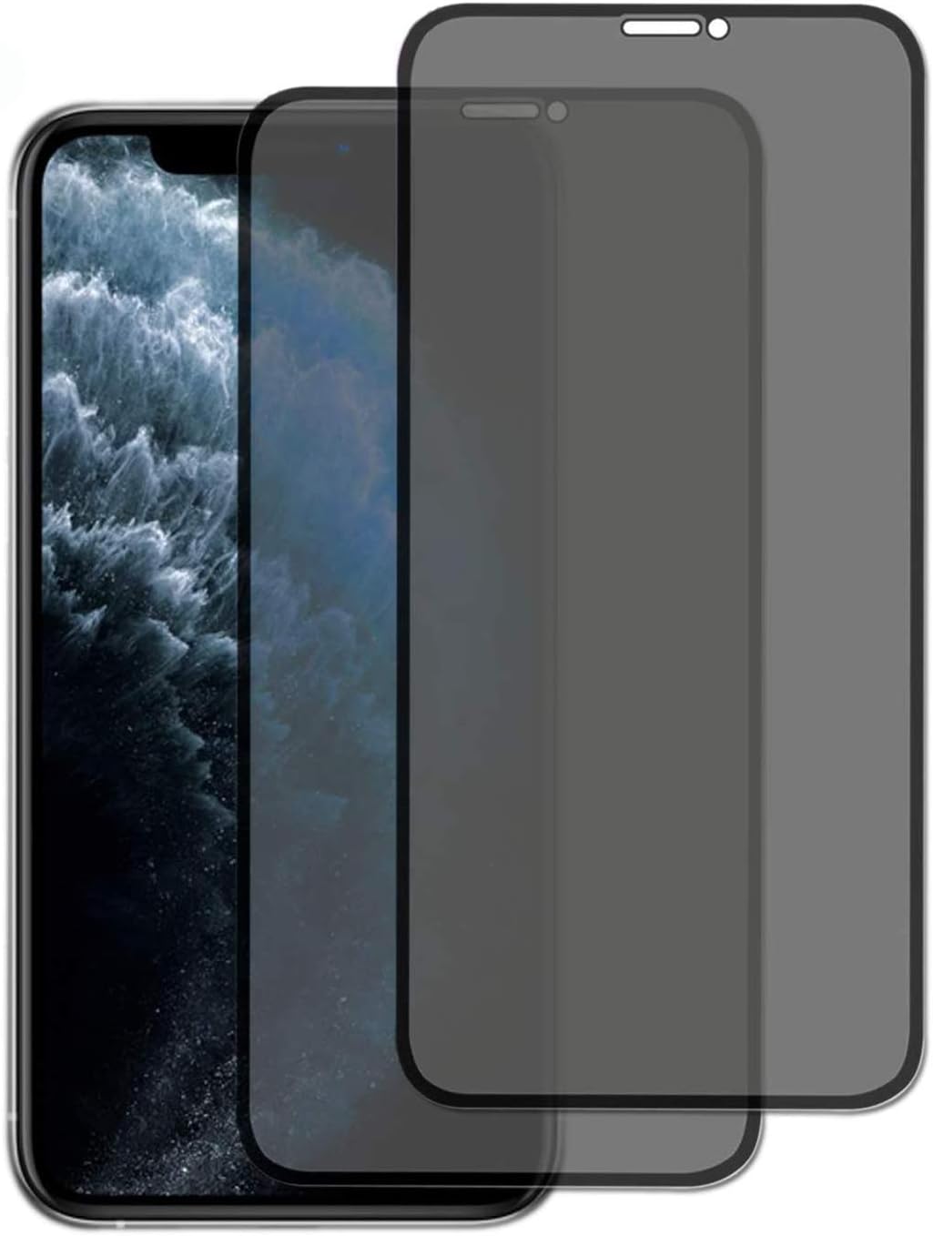 Privacy Screen Protector for iPhone 11 Pro Max and iPhone Xs Max 6.5 Inch (2-Pack) Full Coverage Tempered Glass Protector Film, 3D Touch, Anti Spy 9H Tempered Glass,?Easy Install?[Black]