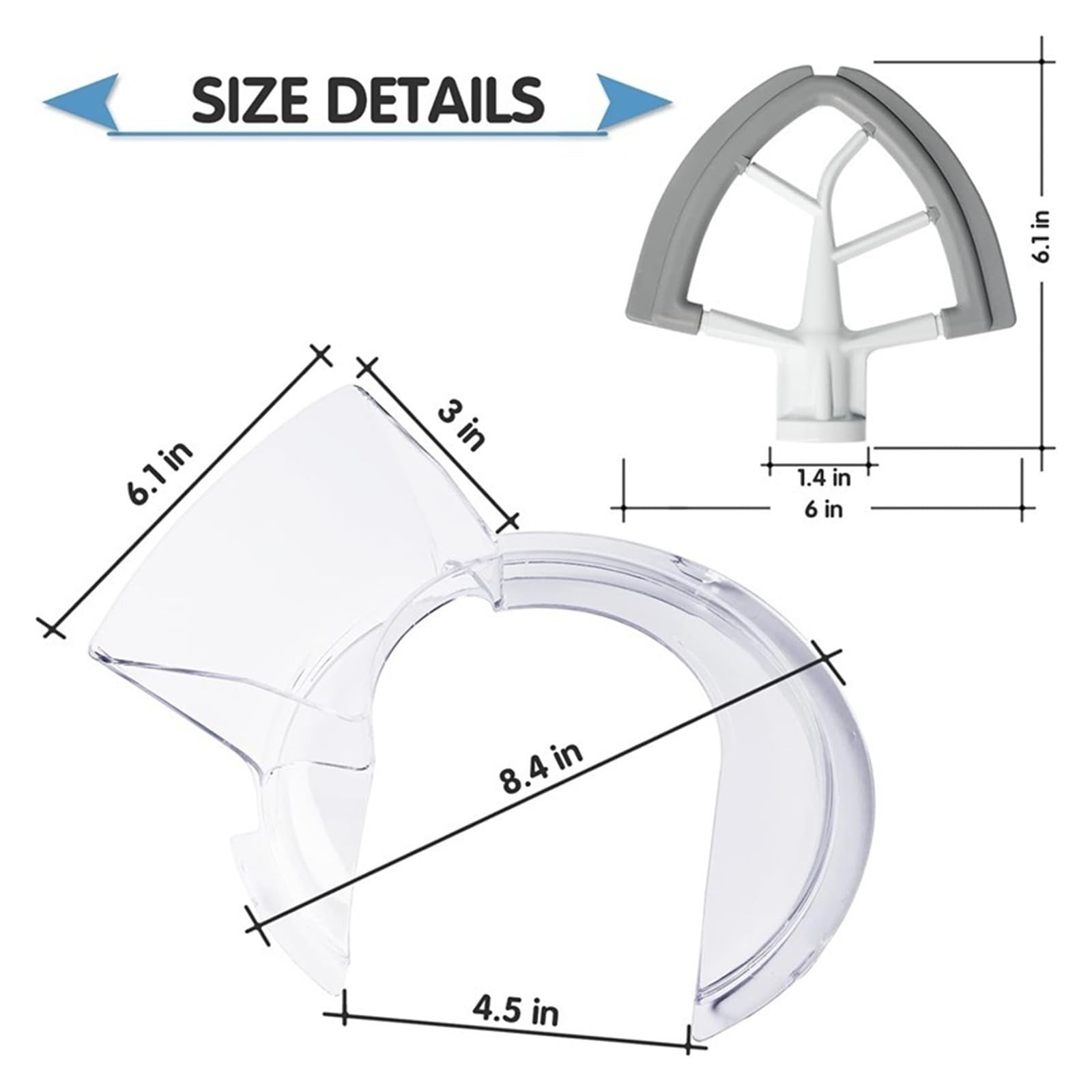 Frusta Con Bordo Flessibile In Silicone Da 2 Pezzi/set, Protezione Antispruzzo for Versamento, Compatibile Con KitchenAid, Mixer Con Testa Inclinabile Da 4,5-5 Qt