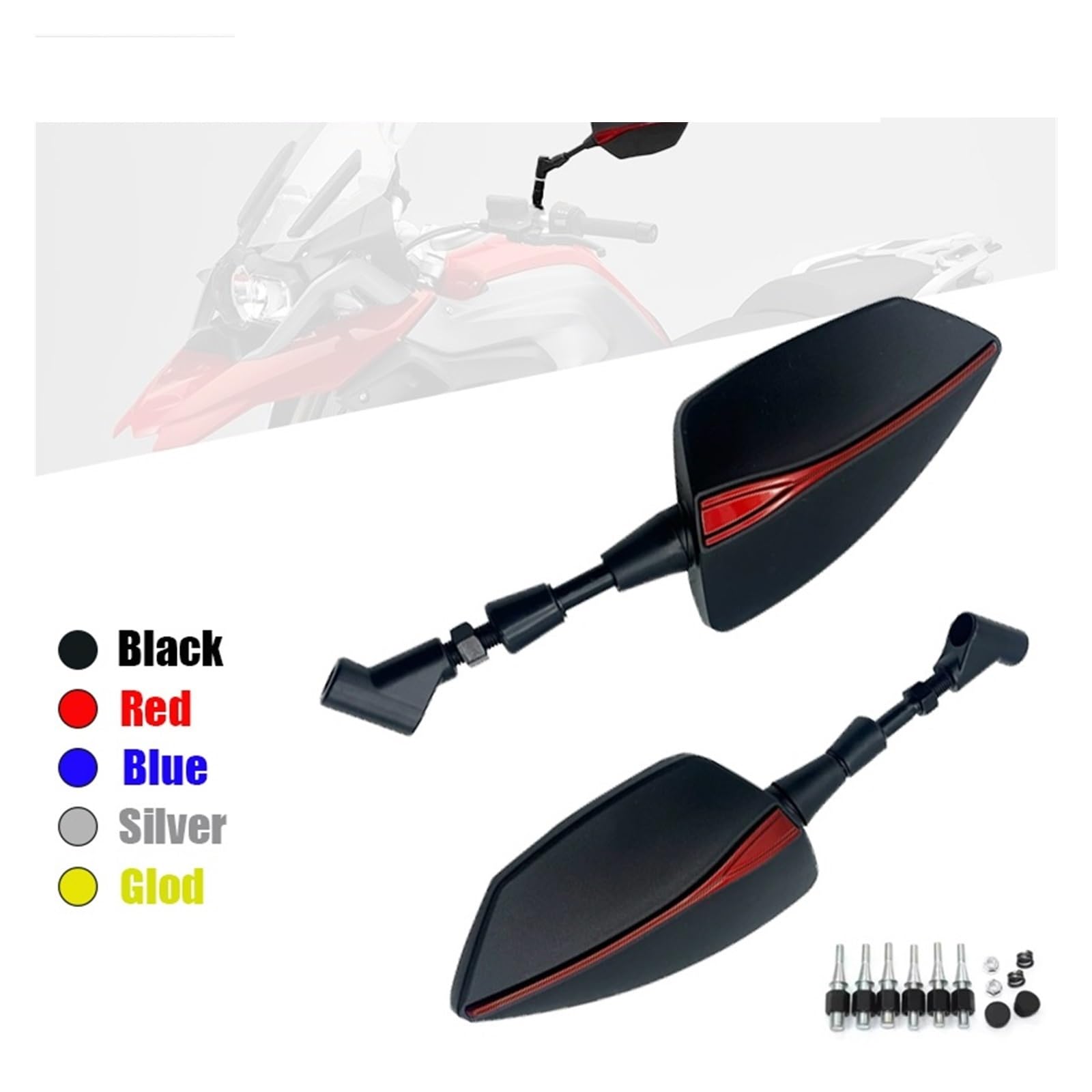 Motocyklowe Lusterka Wsteczne Moto Lusterko końców Pasuje Do Ducati 400 620 695 696 750 795 796 821 937 1000 Uniwersalne Regulowane Lusterka Wsteczne Lusterko Boczne 8/10mm(Black)
