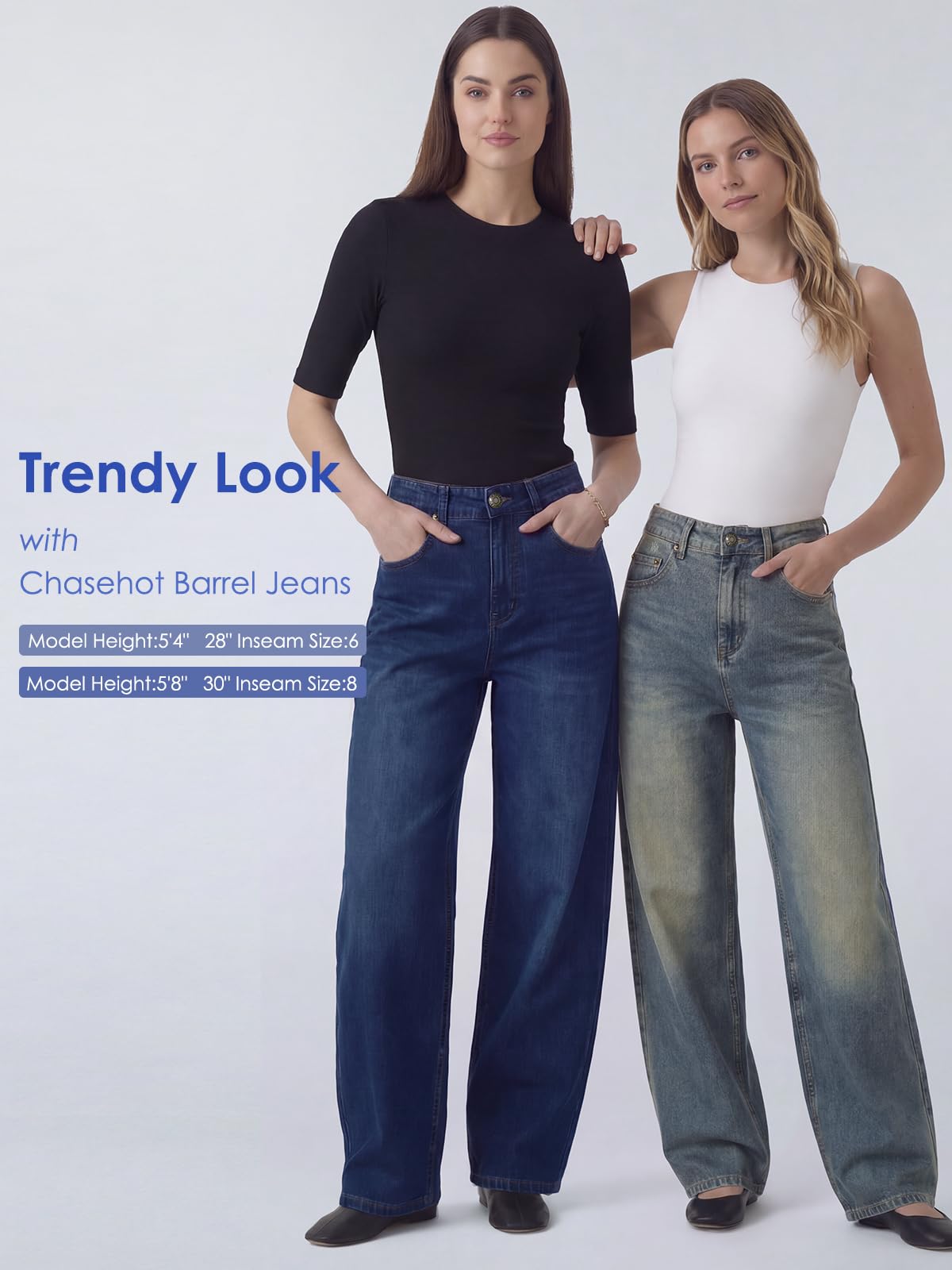 Jean Femme,Baggy Jeans Taille Haute et Jambes Large,Vintage Wide Leg Fit Stretch Boyfriend Pantalon en Denim