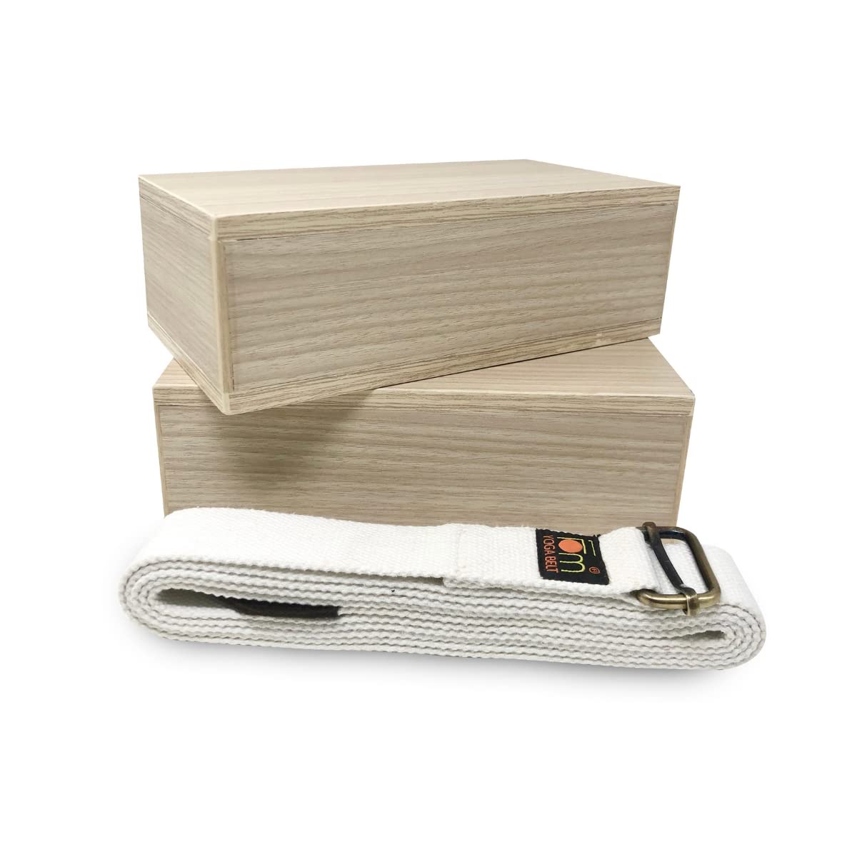 Friends of Meditation Wooden Yoga Brick | Solid Yoga Block | Improves Holding, Alignment & Flexibility | Set of 2 Blocks & 1 Yoga Strap (Wood/Cream Color) (B09Q6BCCMM) Amazon Price History, Amazon Price Tracker