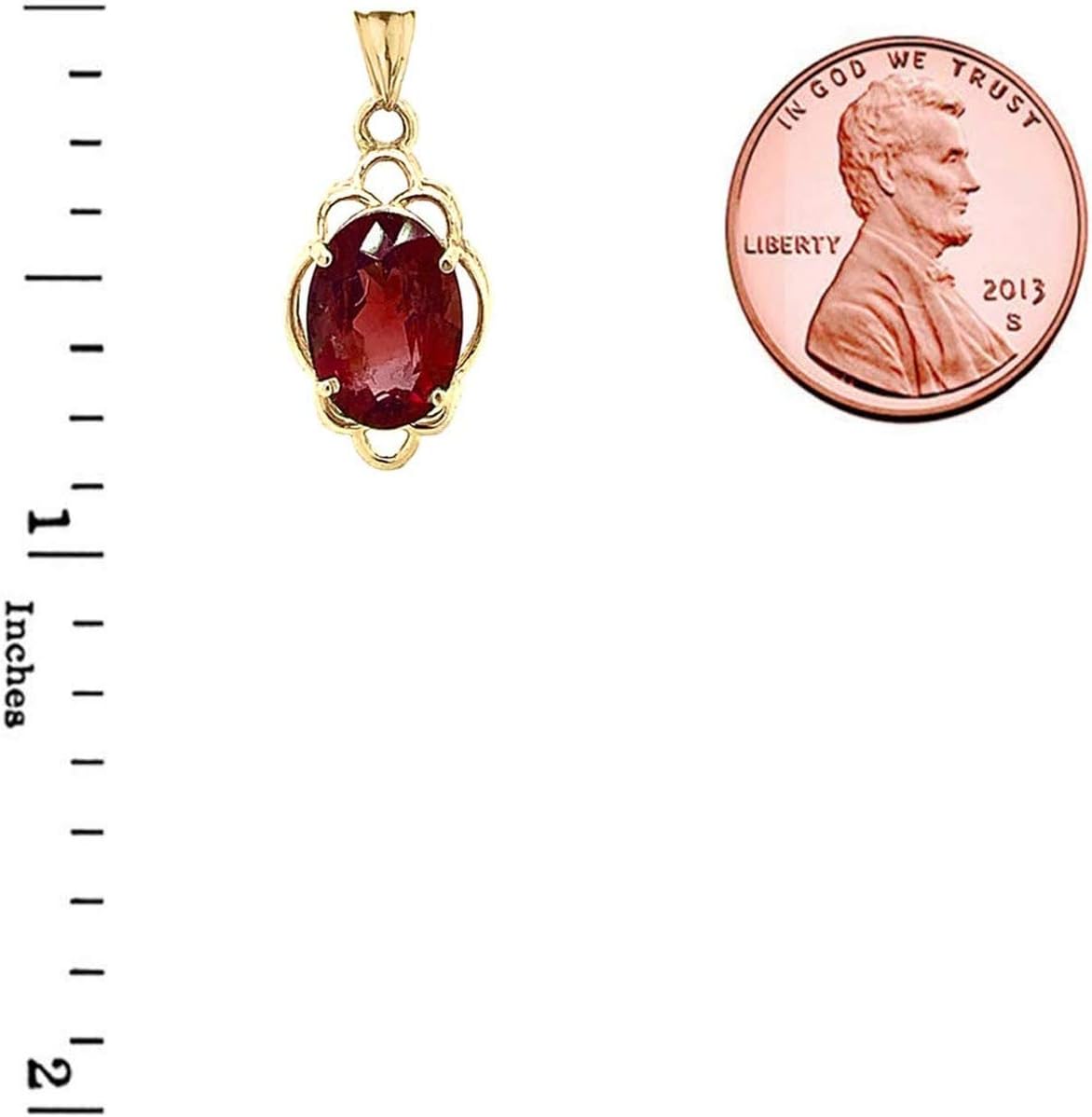 Certified 14k Gold Genuine Garnet Oval-Shaped Clover Pendant