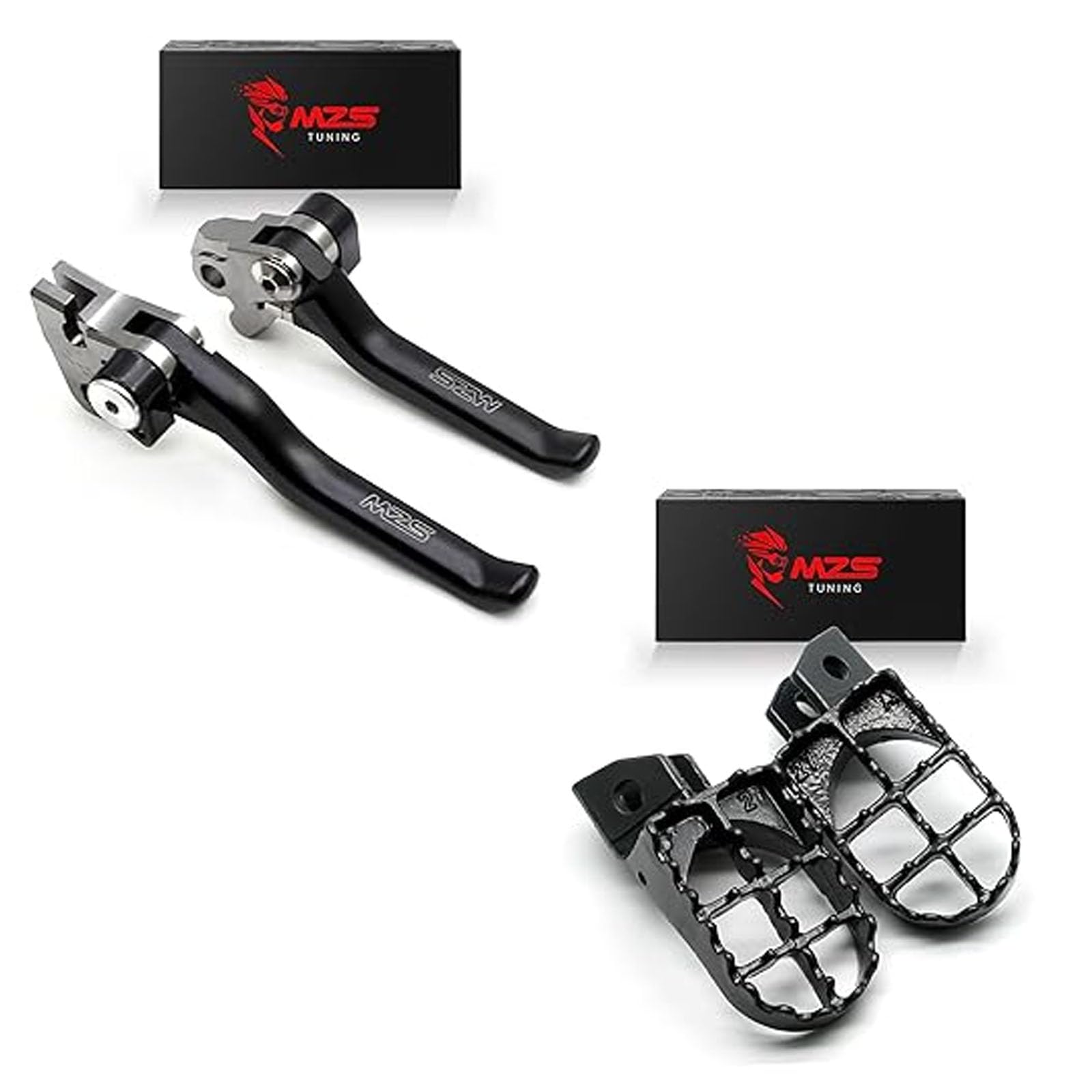 Dirt Bike Clutch Brake Levers + Dirt Bike Foot Pegs, MX Footpeg Compatible with YZ125 YZ250