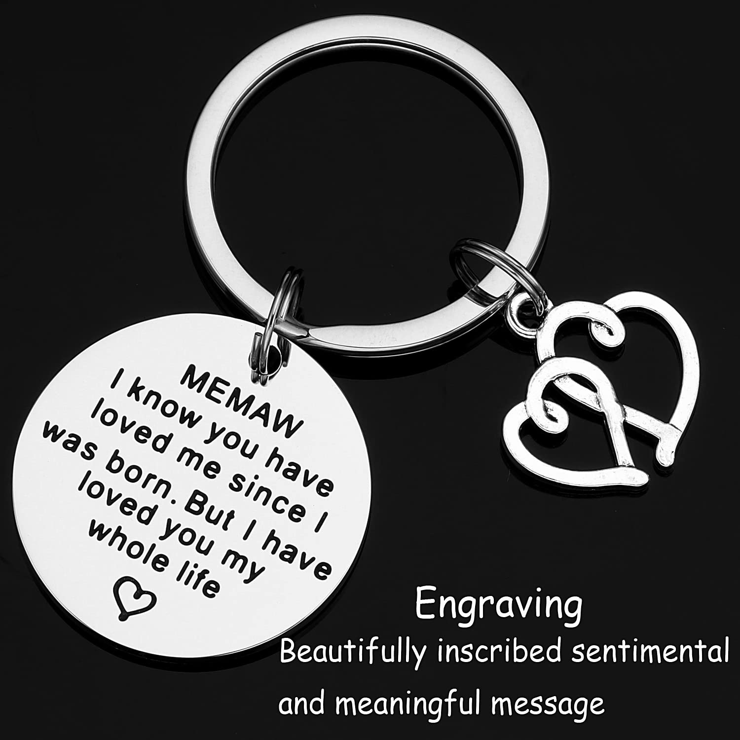 Jewelry Memaw Gifts Keychain for Women Worlds Best Memaw Ever Key Chains Present for a Memaw Keyring to My Memaw Keychain, Silver