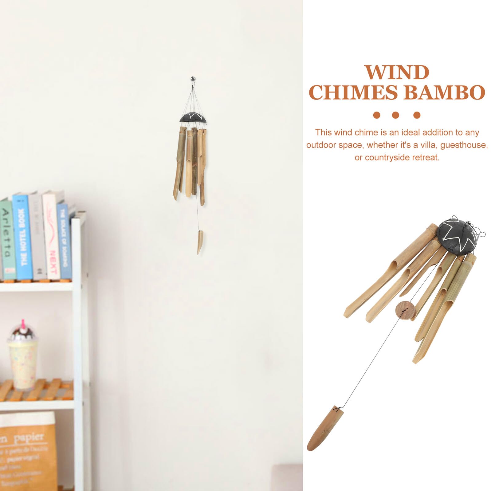 Abaodam Campanelli Eolici in Bambù Grandi Per Esterni, Decorazioni Patio e Cortile, Campanelli Eolici Boho Con Melodia Rilassante, Resistente Bambù Naturale Per Giardino e Inaugurazione Casa