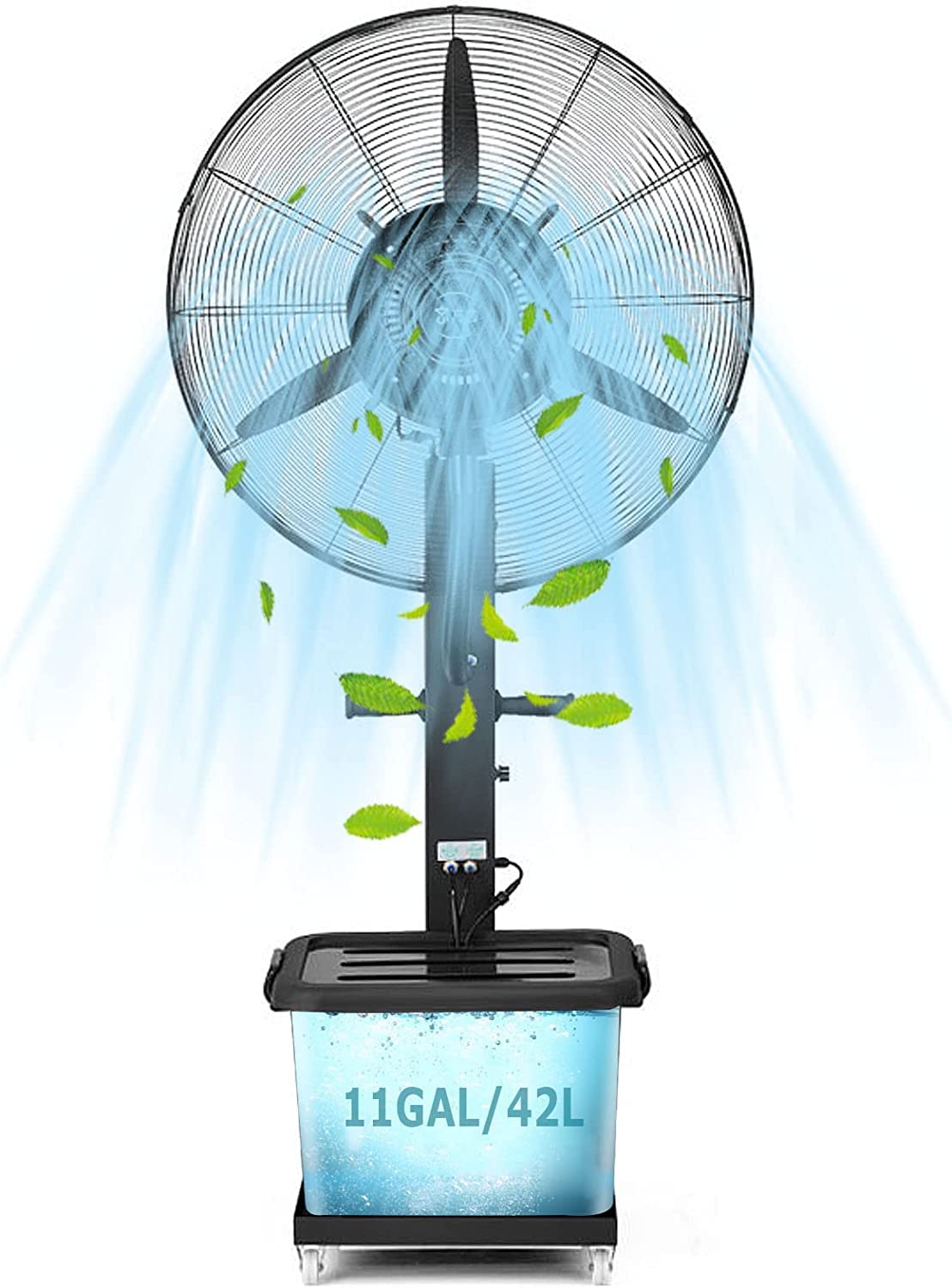 asdchZen Oscillating Misting Fan, 3 Wind Modes Pedestal Fan With Mist, Adjustable Height Cooling Fan For Backyards, Patios,70CM