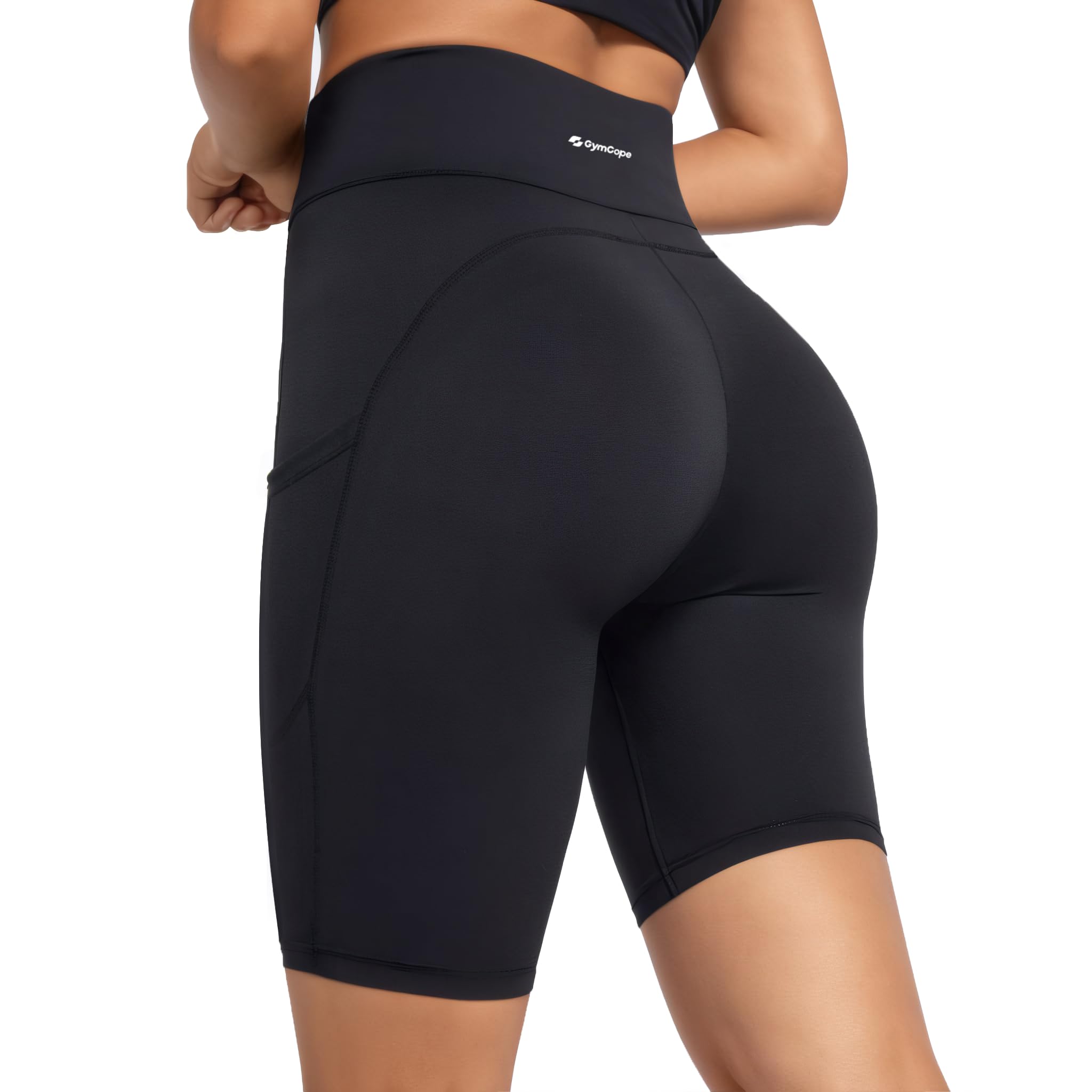 GymCope Mallas Deporte Mujer Cortas, Leggins Deportivos Push up Cintura Alta, Shorts Yoga Pants Pantalones Cortos Opaco Elásticos con 3 Bolsillos para Running Ejercicio Gym Correr Pilates