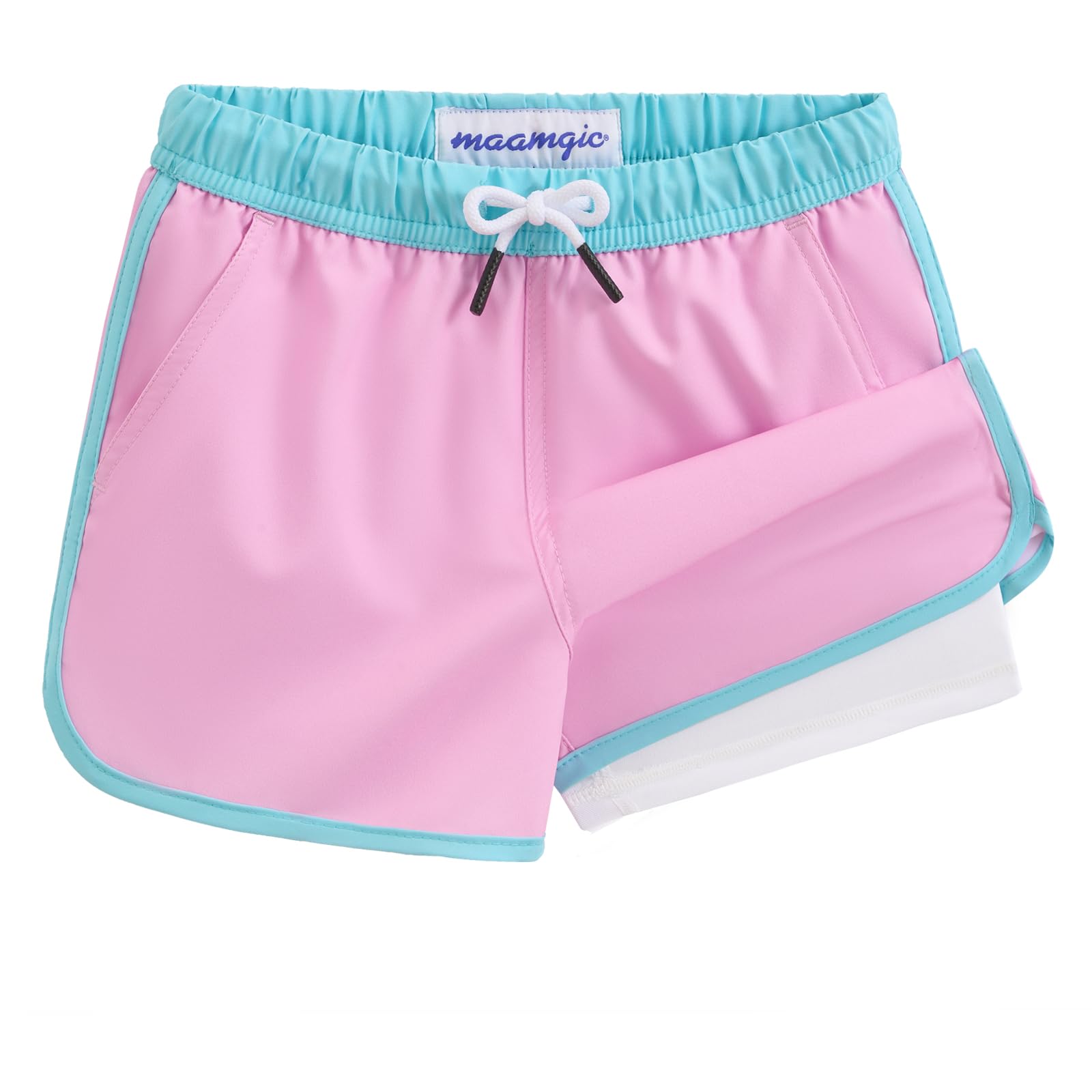 maamgic Boys Swim Trunks with Compression Liner Vintage Swim Shorts Toddler Swimsuit