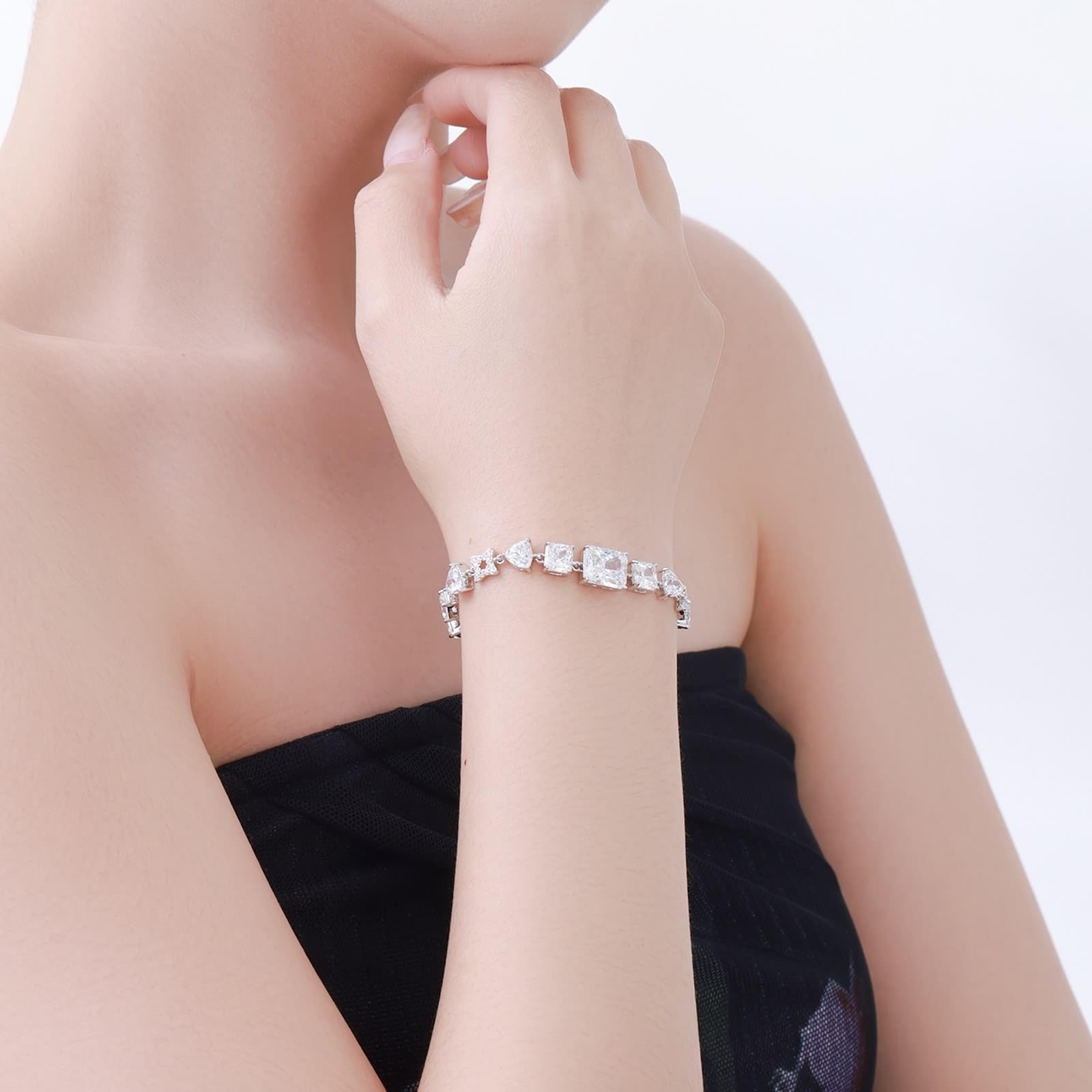 Echt Gold Schmuck Armband 18K Weißgold 750 Prinzess, Klassiker Armreifen Platinum PT950