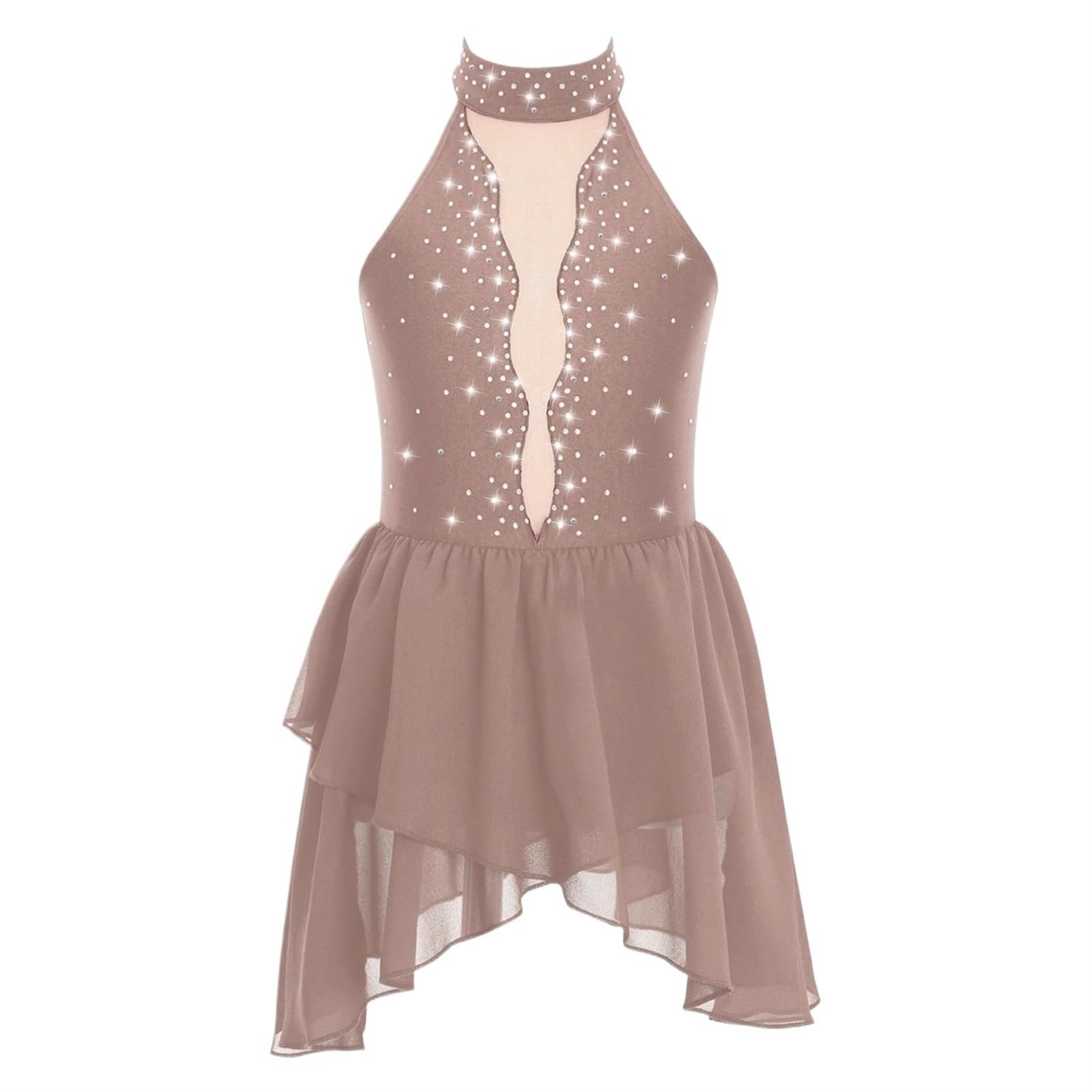 Tutú De Ballet Vestido de baile con tutú for niñas, leotardo de Ballet sin mangas con diamantes de imitación, vestido de baile lírico, leotardo de gimnasia y Ballet, disfraz de escenario Para NiñAs(Wh