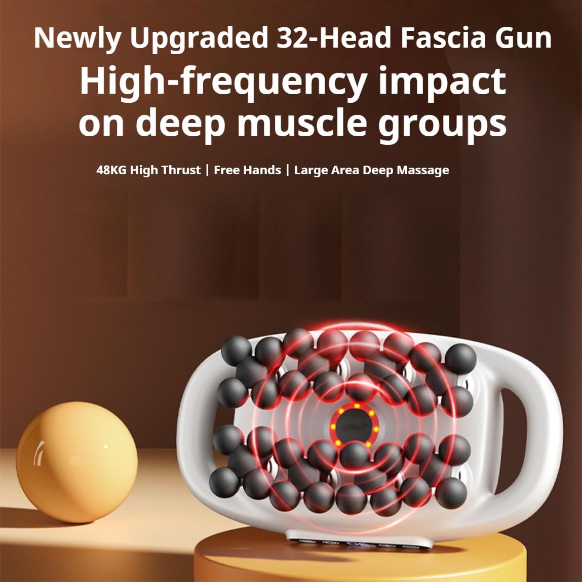 Pistola de masaje de tejido profundo de 32 cabezales, masajeador de percusión mejorado, 30 niveles de velocidad, 3 modos inteligentes, presión profunda de 50 kg for espalda, cuello, hombros y piernas