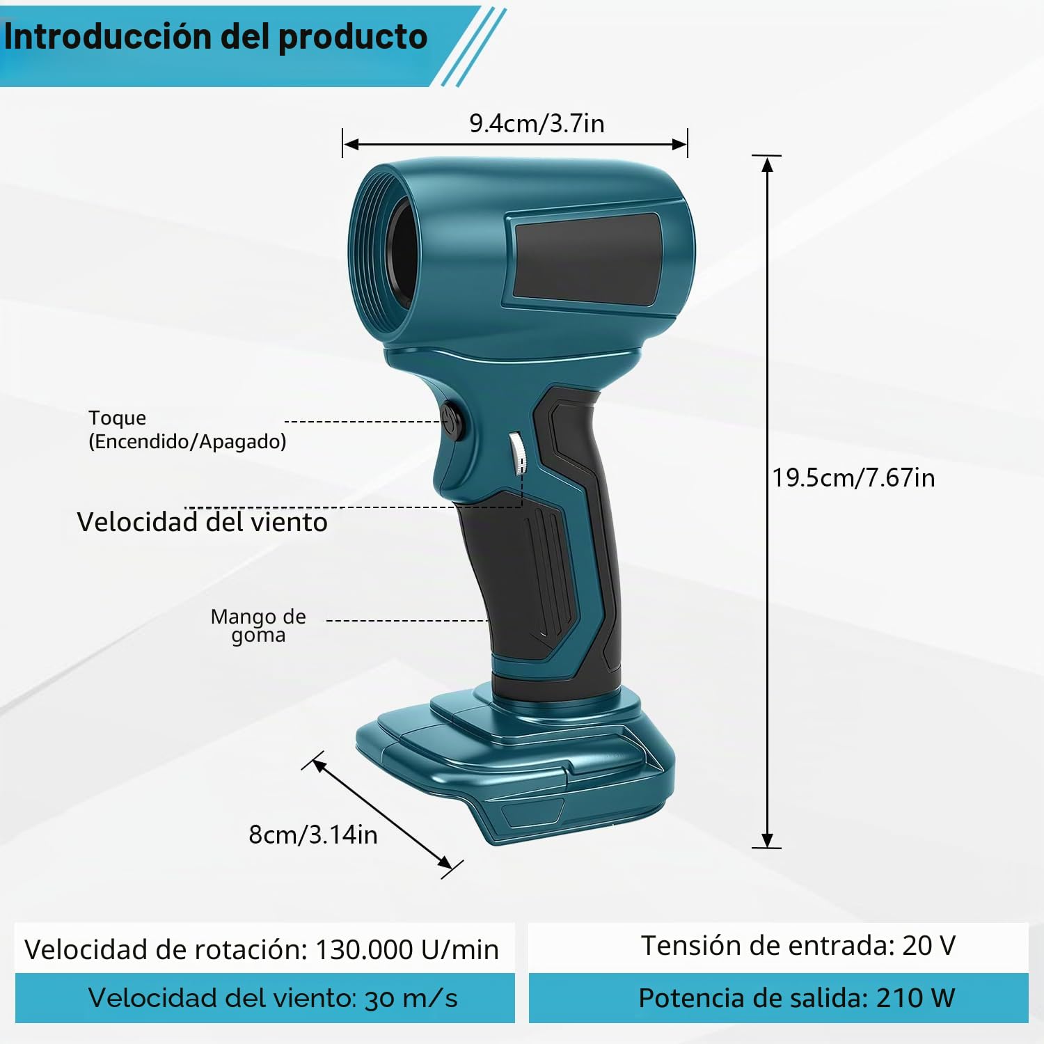 Soplador compatible con baterías Makita de 18 V, mini soplador de hojas con 5 boquillas, velocidad de aire de 30 m/s, motor sin escobillas de 130000 rpm, soplador de hojas portátil para eliminar hojas