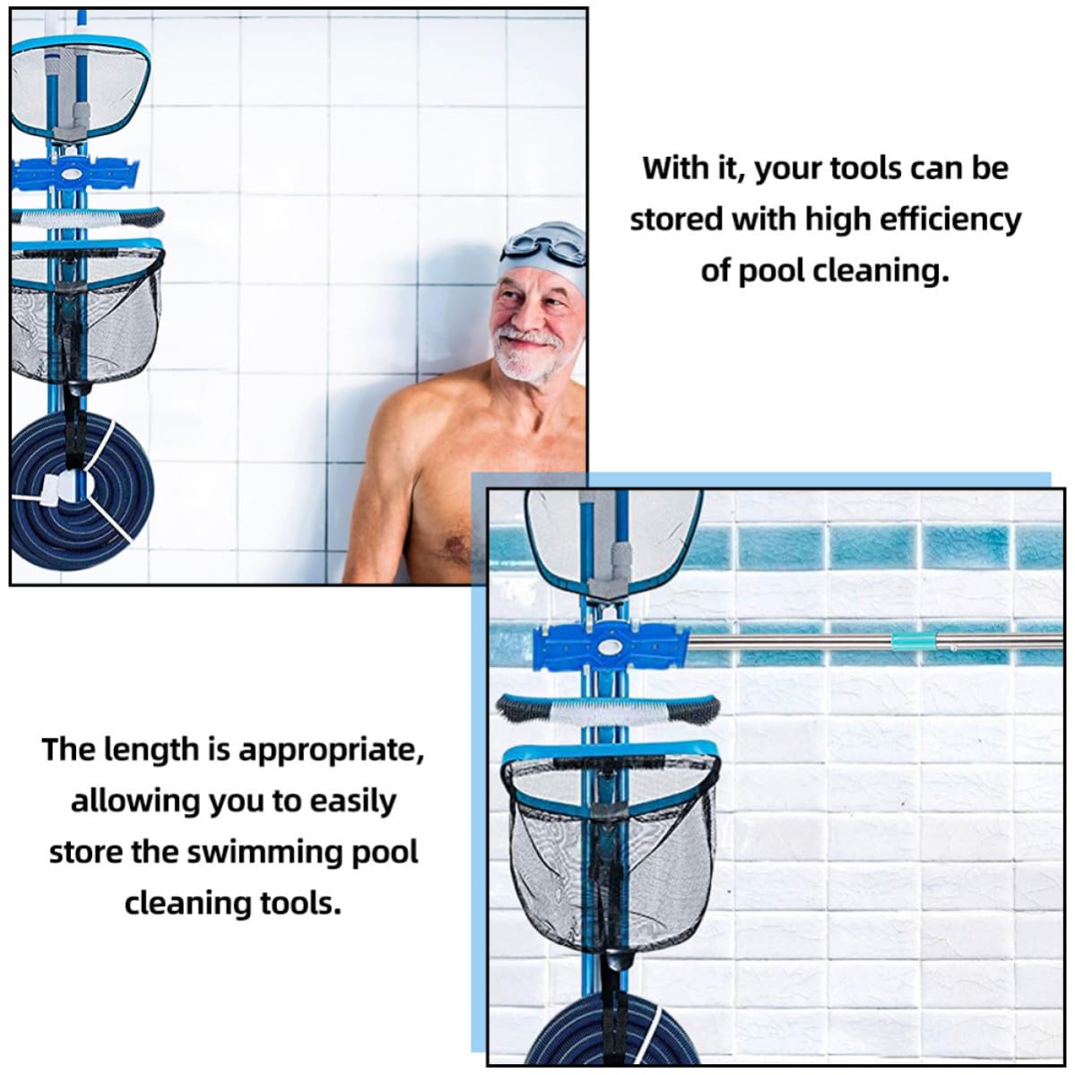 SHINEOFI Support de Nettoyage de Piscine Accessoire pour Rangement Couleur Aléatoire en PVC et Nylon pour Outils de Nettoyage de Piscine