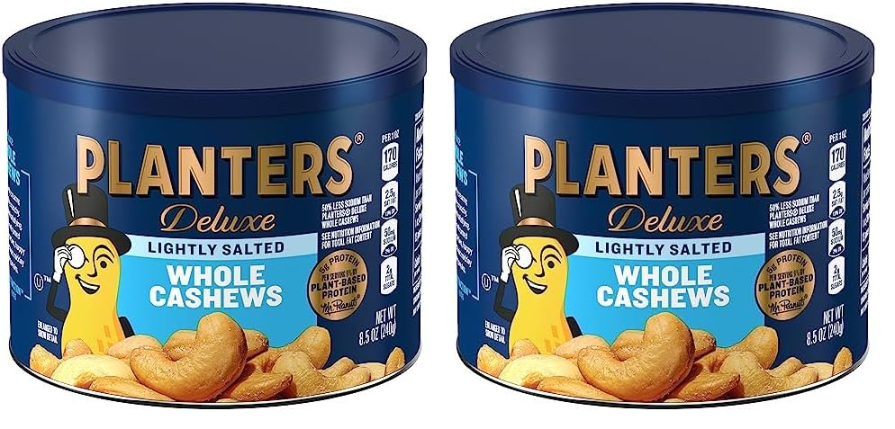Planters Lightly Salted Whole Cashews (8.5 oz Canister) (Pack of 2)