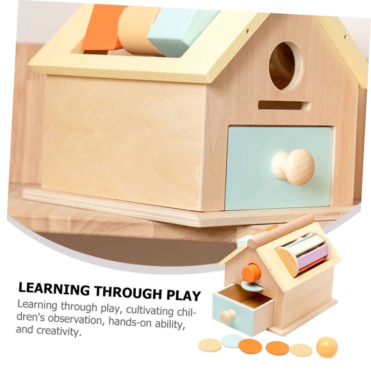 Supvox Holzspielzeug Münzbox zum Ballwurf 1 Satz für Kinder | Montessori Lernspielzeug für Bildung und Training, Feinmotorik Fördern, Sicher Verwendbar