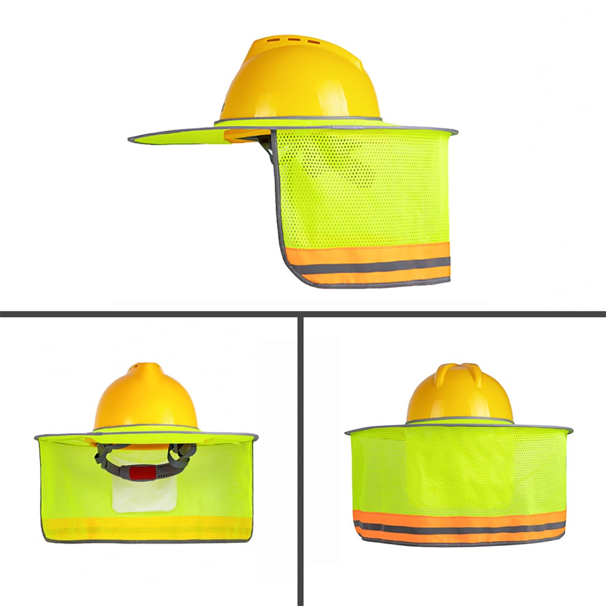 Elsjoy 4 Pack Hard Hat Sun Shade, Full Brim Hard Hat Sun Shield Neck Cover Protector with Reflective Strip - Image 4
