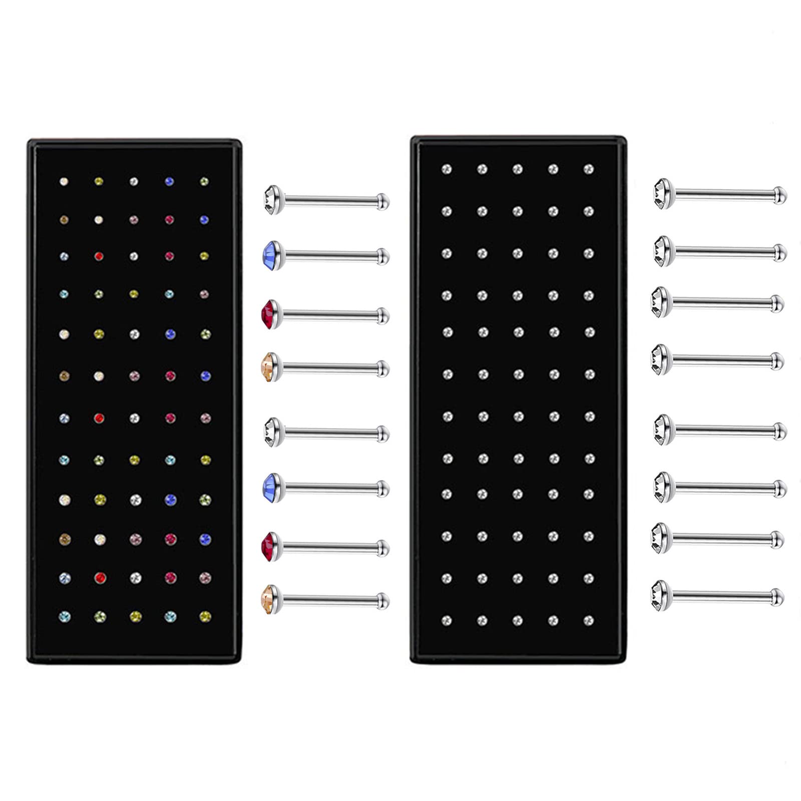 120 Pièces Piercings Nez Acier Inoxydable 316L Hypoallergéniques - Anneaux L Spirale 20G Différentes Tailles