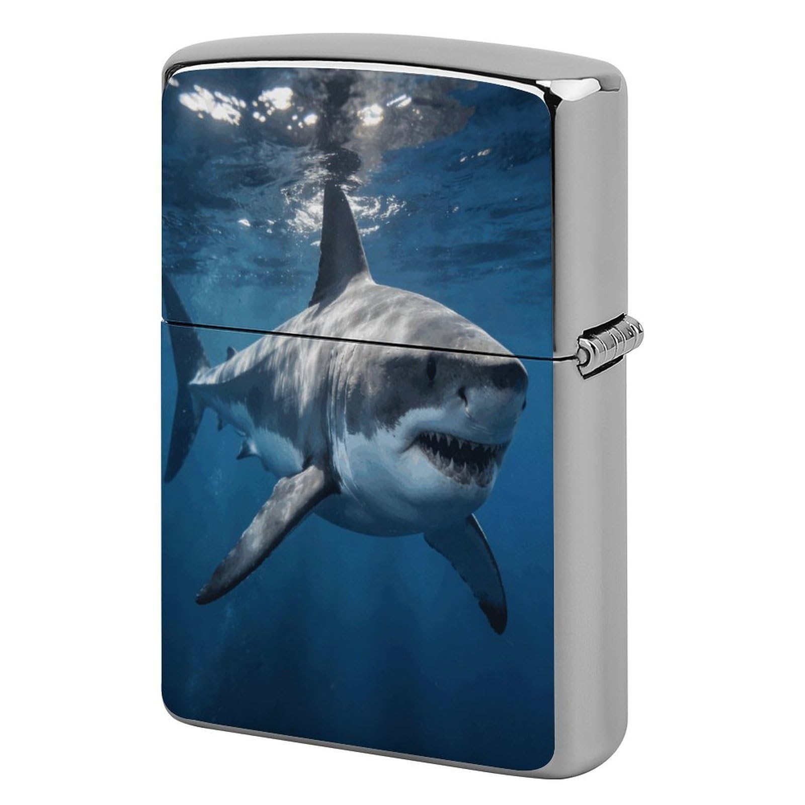 Btcowzrv Style Great White Shark Metal Lighter Case Sleeve Cover Holder