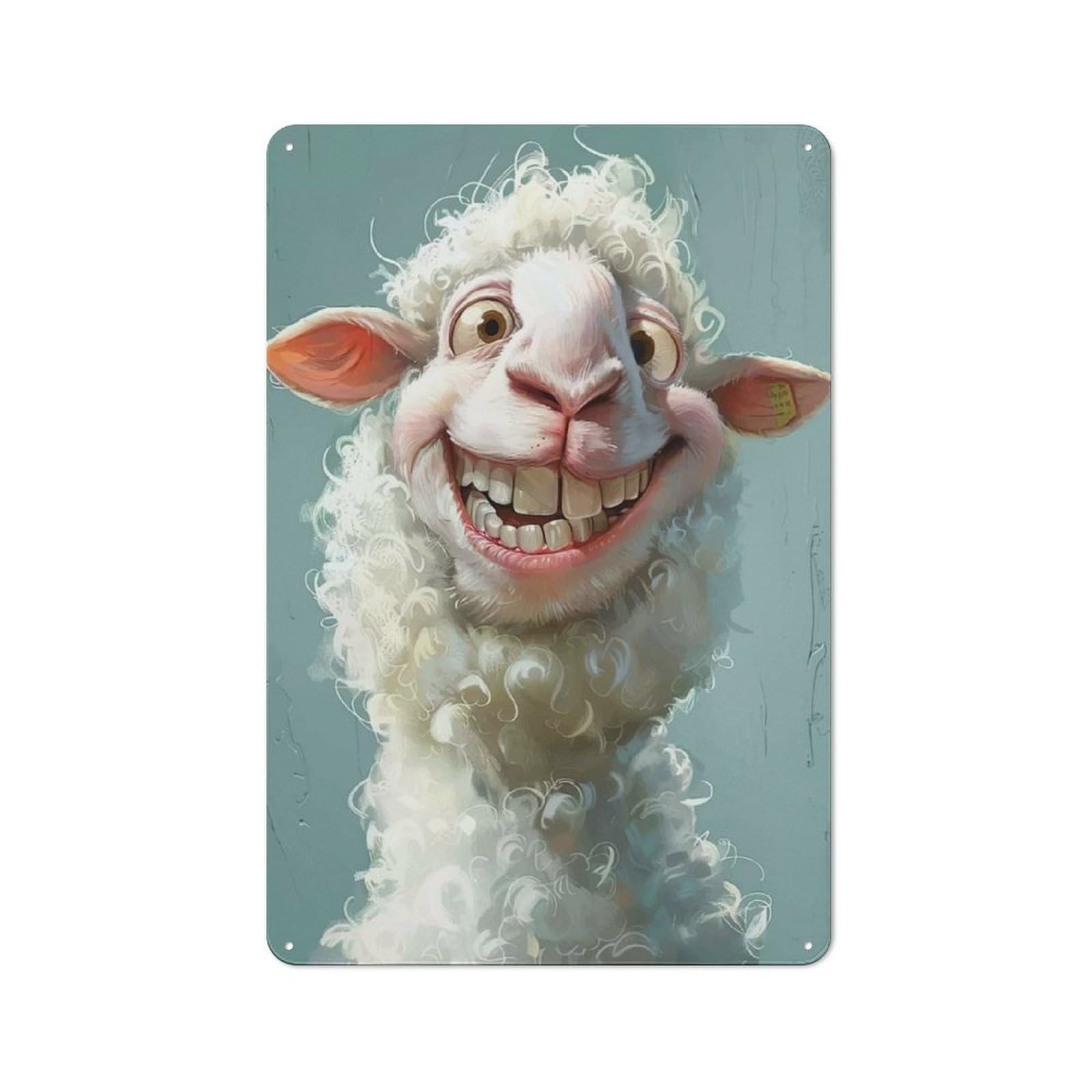 Junmoney Style-2 Classic Vintage Metal Sign 30X20cm Featuring Cute Sheep Head, Classic Pub Decor For Bar, Kitchen, Garage Or Games Room