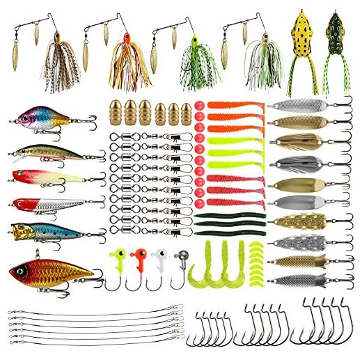 Magreel Fishing Lures Kit 110pcs Fish Baits Kit Set with Tackle Box Including Crankbaits Swimbaits Spinnerbaits Swivels Fishing Offset Hooks for Bass Trout Salmon