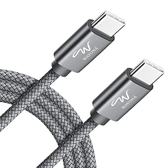 Wayona Type C to Type C 6FT/2M 65W Long Fast Charging Cable Compatible with iPhone 15 15 Pro 15 Pro Max 15 Plus Macbook Air/Pro Samsung Galaxy M34 A34 S23 Ultra S22 S20 fe OnePlus (2M, Grey)
