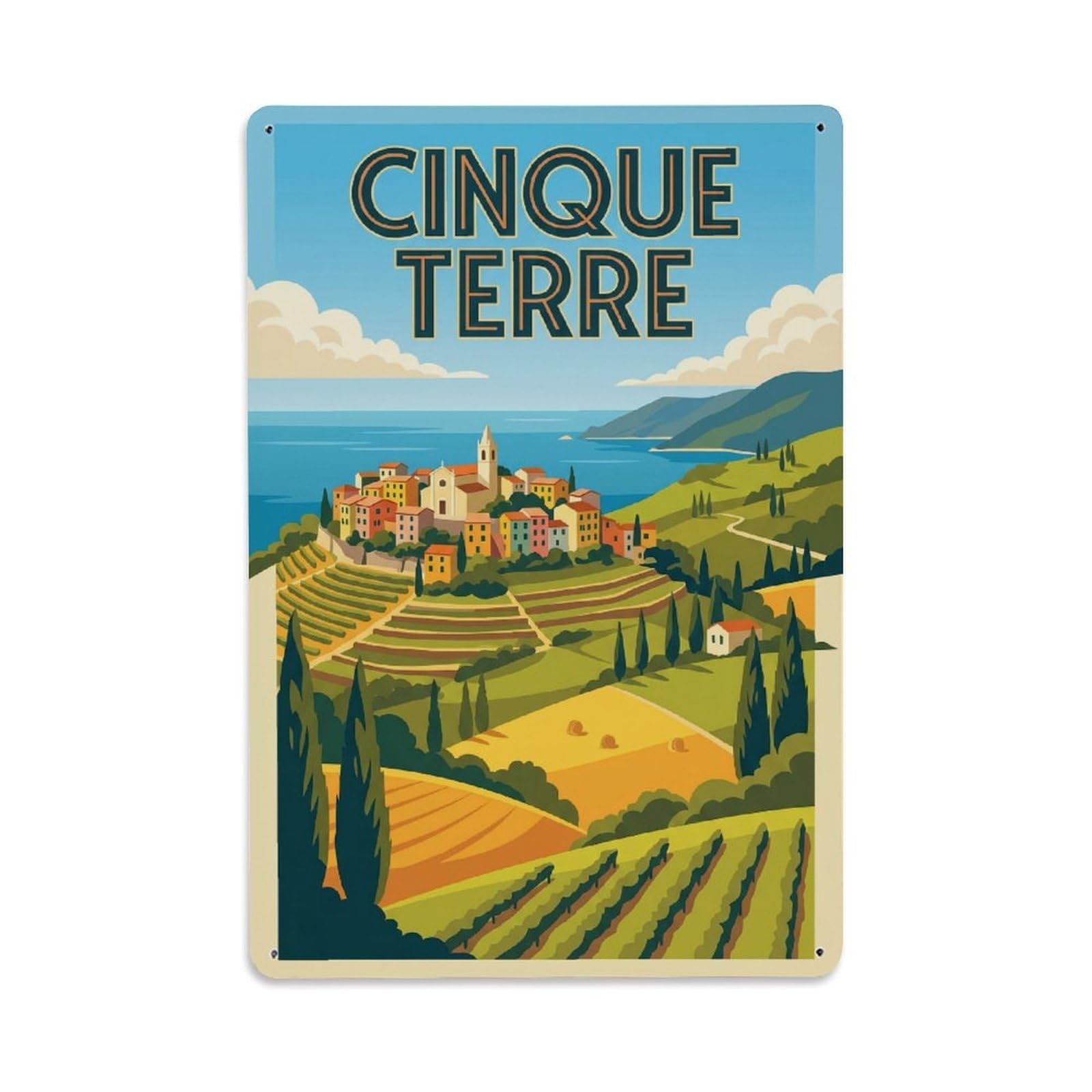 Huiyhb 8X12inch(20X30cm) Vintage Travel Cinque Terre Italy Beautiful Metal Tin Sign