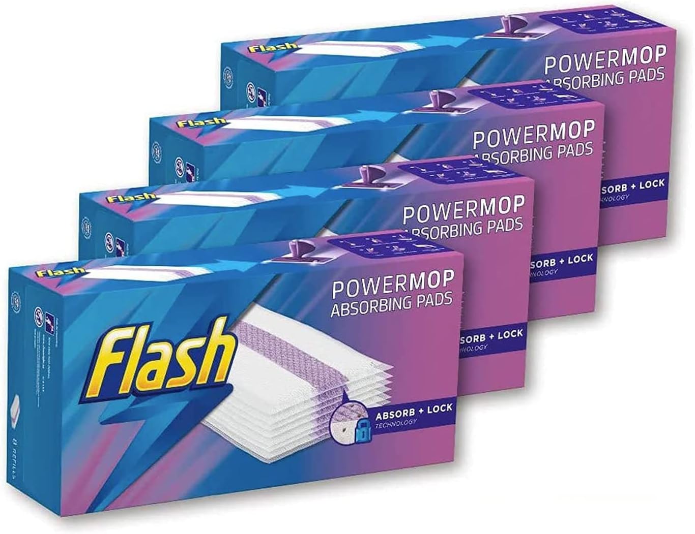 Flash Power Spray Mop Absorbing Pad Refills, Flash Mop Refill Pads, White, 64 Wipes (16x4), Flash Power Mop