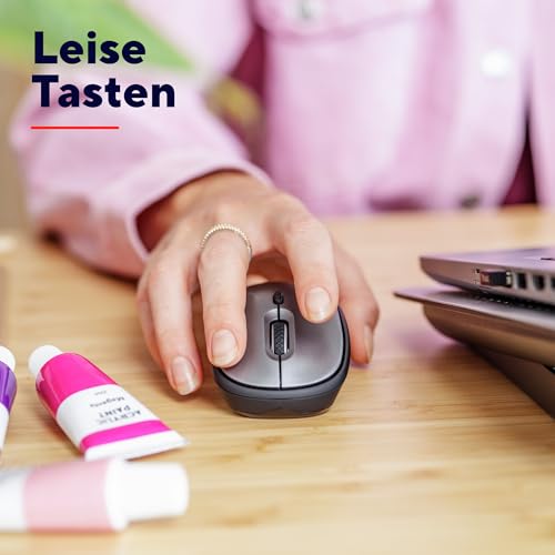 Trust Leise Funkmaus mit Batterie für Rechts- und Linkshänder, 800-1600 DPI, 83% Recyclingkunststoff, Verstaubarer USB Mikroempfänger, Kompakte Maus Kabellos für Laptop, PC, Mac - Schwarz – Bild 4