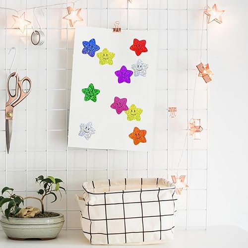 Miniatura 7 de Anwyll Calcomanías de estrella, calcomanías de estrella de cara sonriente para recompensas infantiles, 500 calcomanías de estrella brillantes de 1