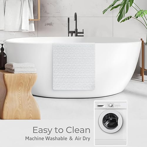 Miniatura 5 de WRISIN Tapete antideslizante para bañera y ducha, tapete de goma natural con ventosas y agujeros de drenaje, tapete de baño grande sin BPA y PVC,