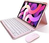 Vista 7 de Funda de teclado para iPad de 9ª/8ª/7ª generación de 10.2", teclado Bluetooth inalámbrico desmontable con ratón, funda inteligente tipo folio