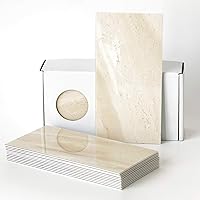 Vista 1 de BeNice - Azulejos grandes para salpicaduras de baño con acabado de metro, adhesivos impermeables para pared de cocina y ducha (23 azulejos) Beige